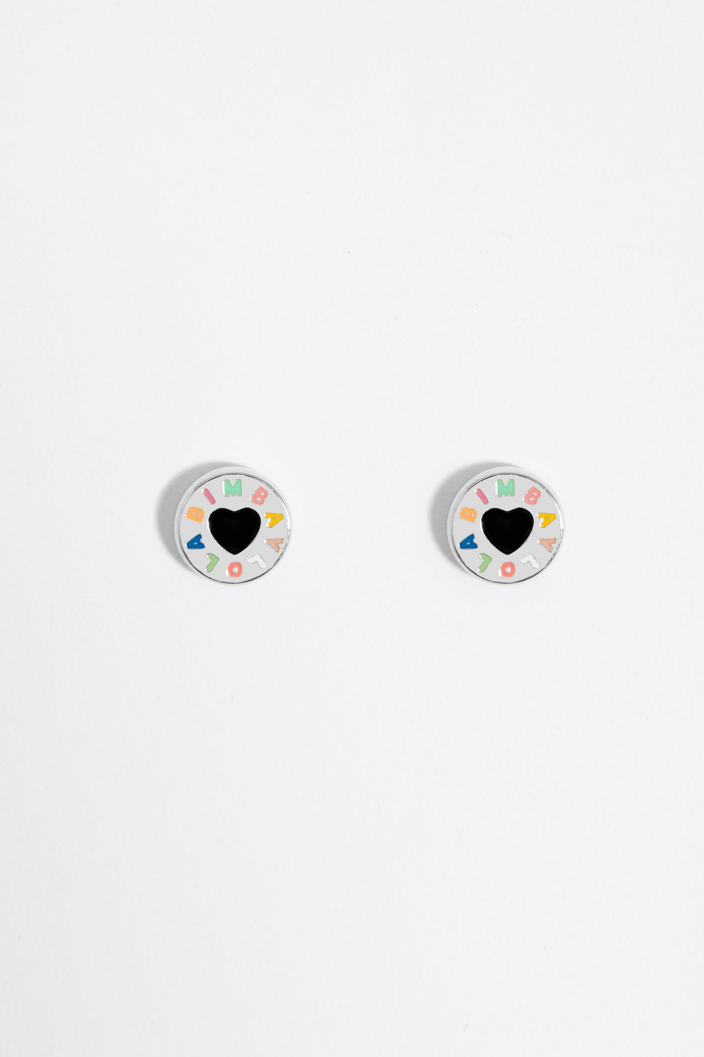 Silver heart logo earrings