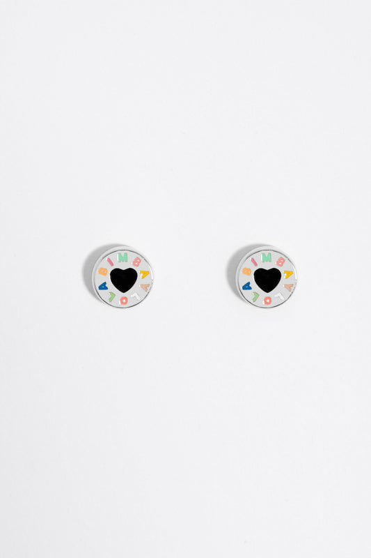 Silver heart logo earrings
