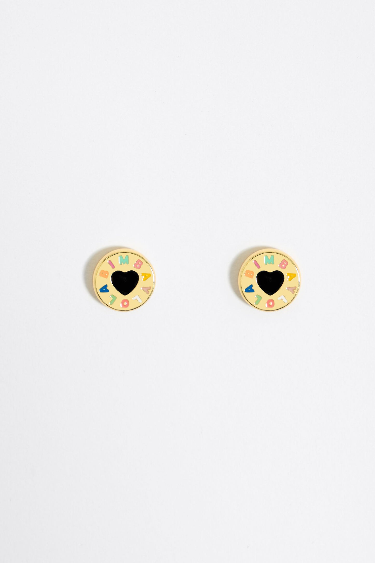 Golden heart logo earrings