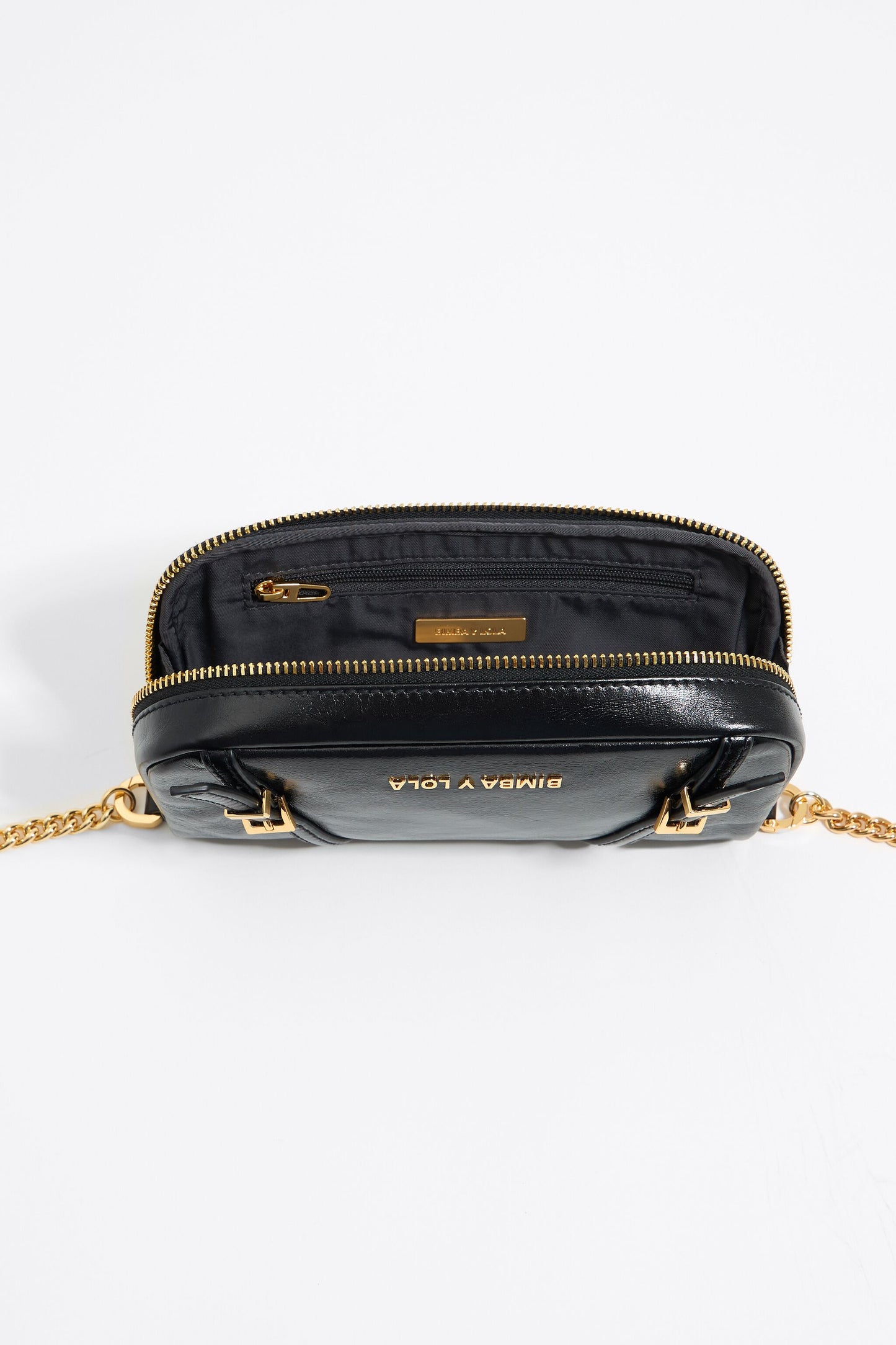 Black leather mini crossbody bag