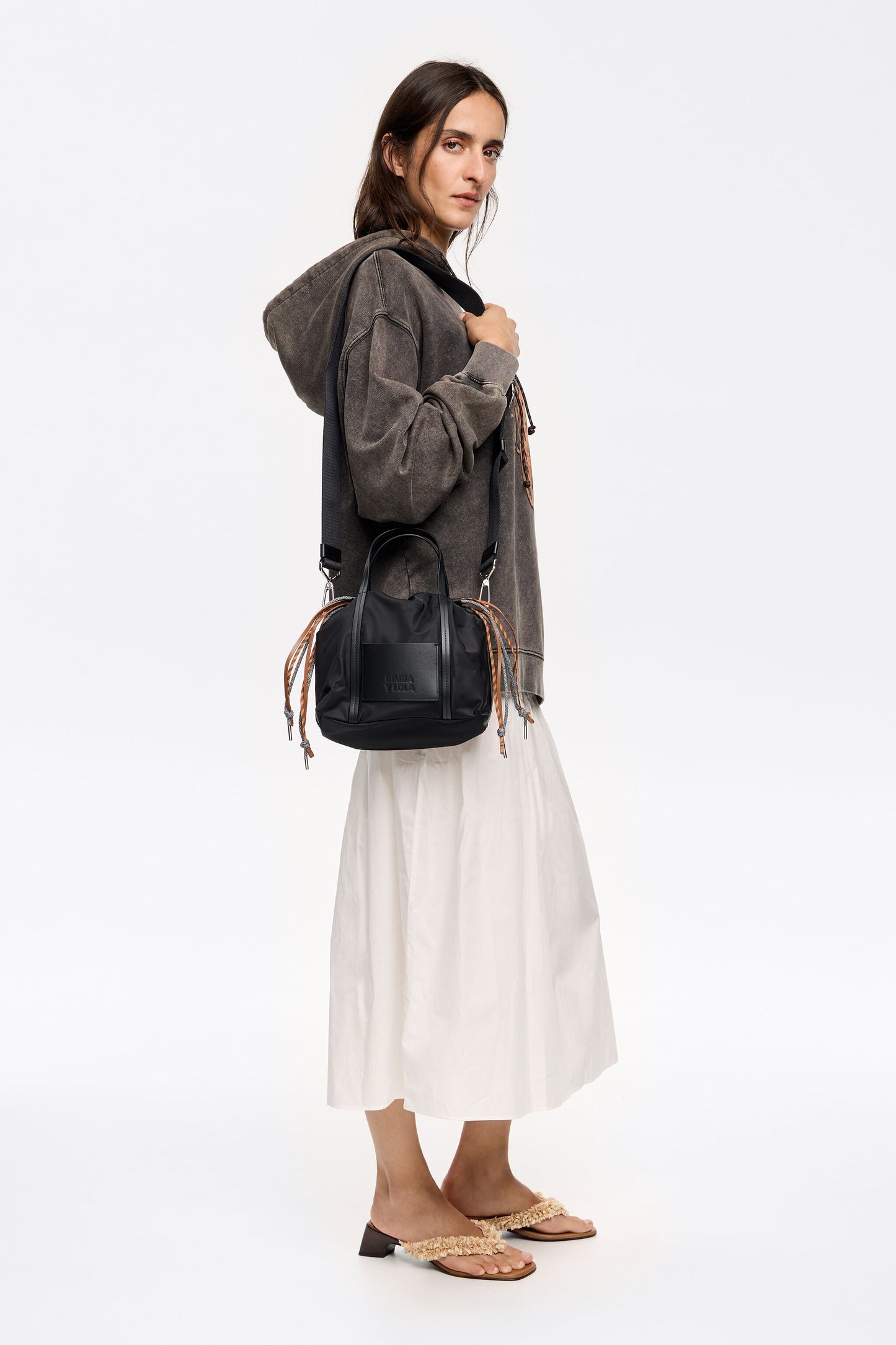 Small black nylon crossbody bag