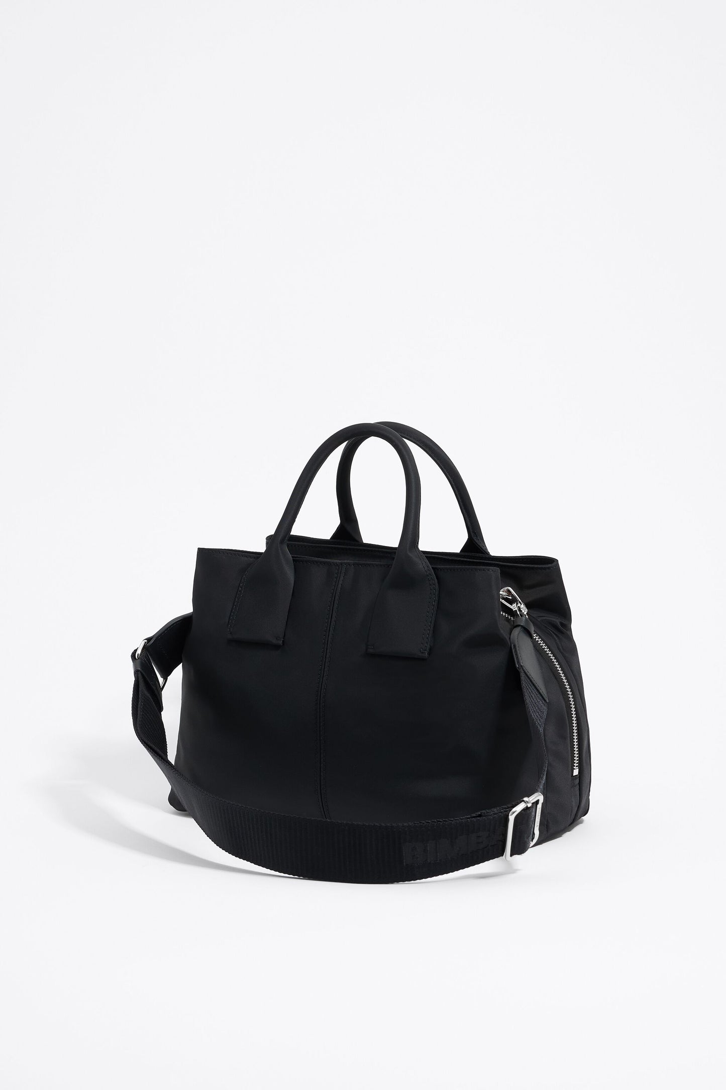 Large black nylon Pocket handbag