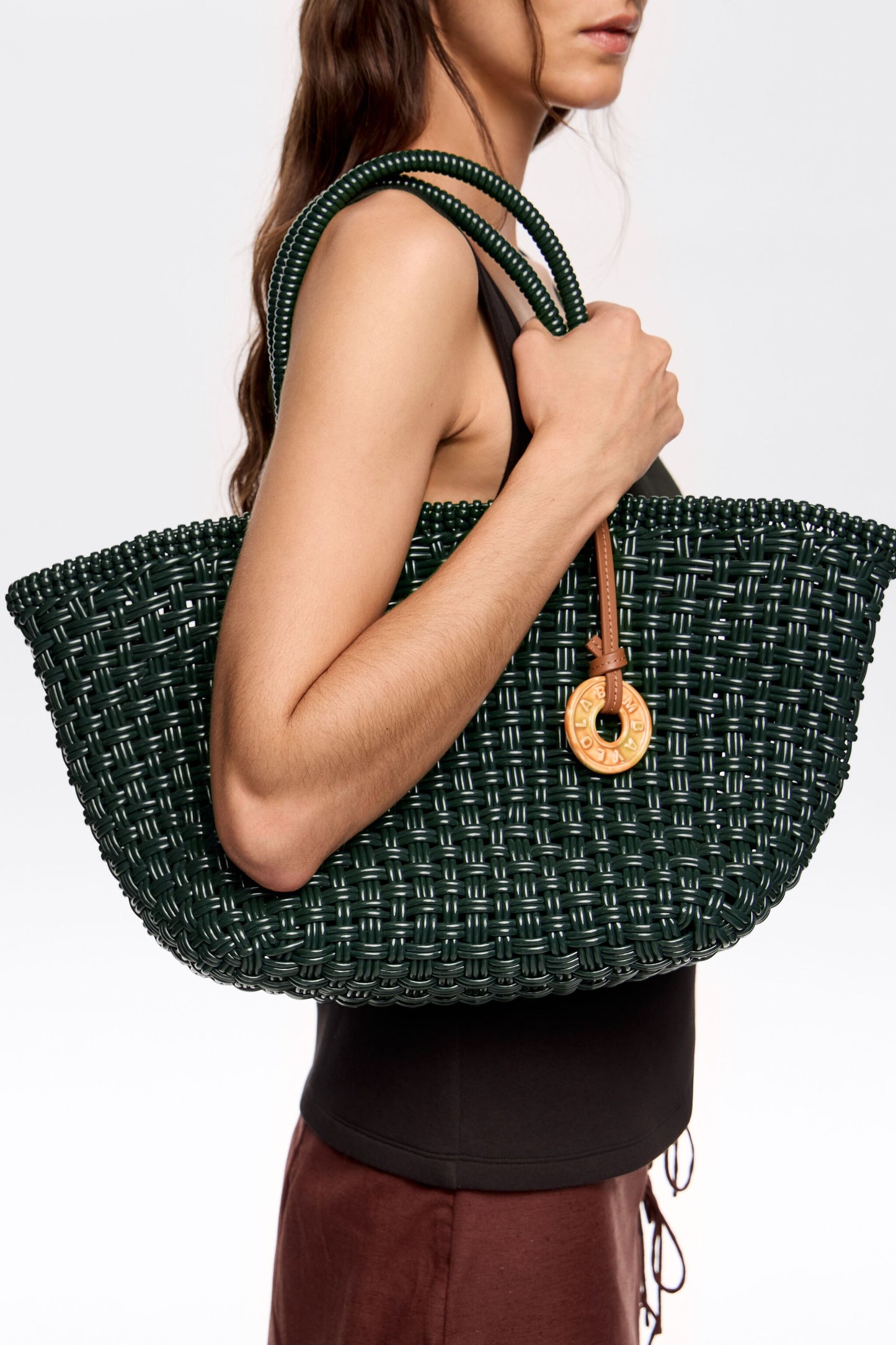 Green plaited shopper bag