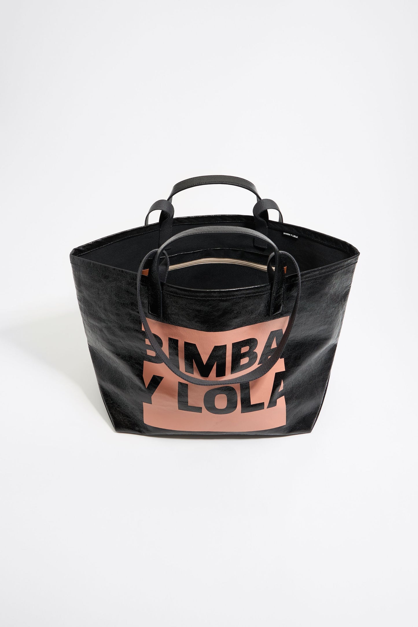Black large logo shopper bag