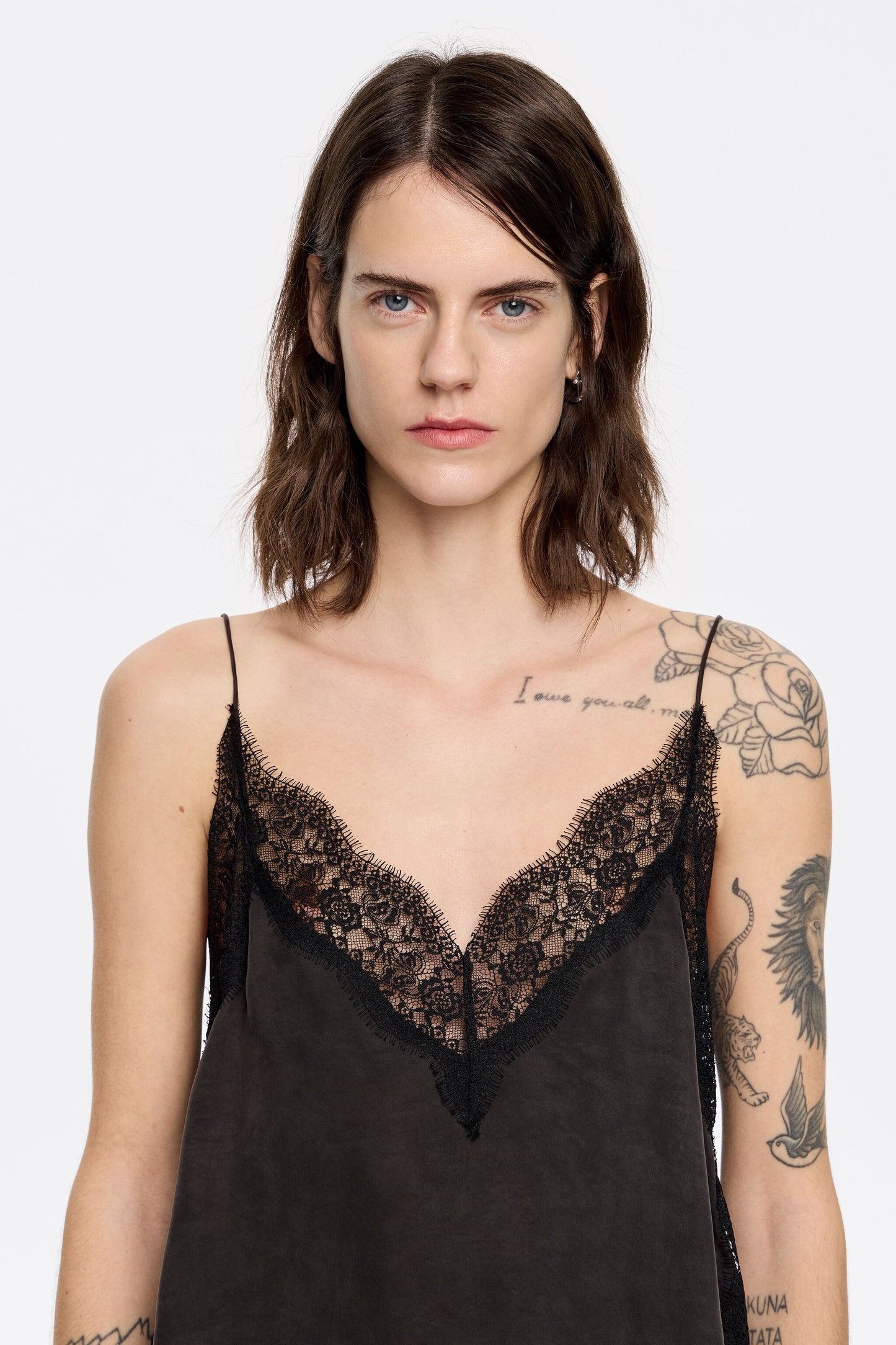 Black lace strappy top