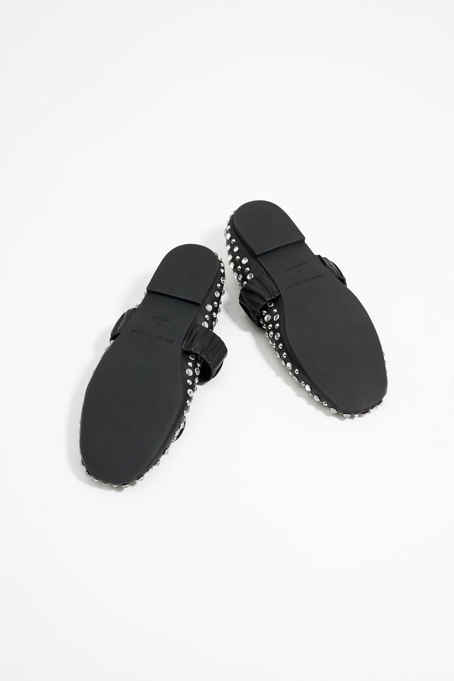 Studded black leather ballerina