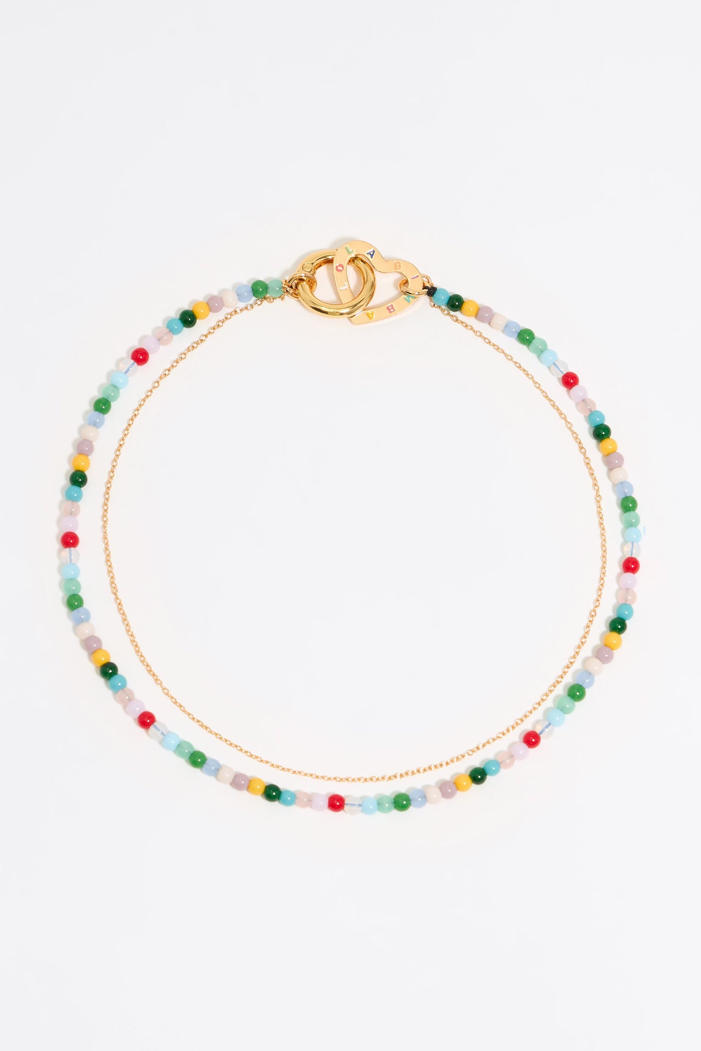 Multicolor stones double-layer chain necklace