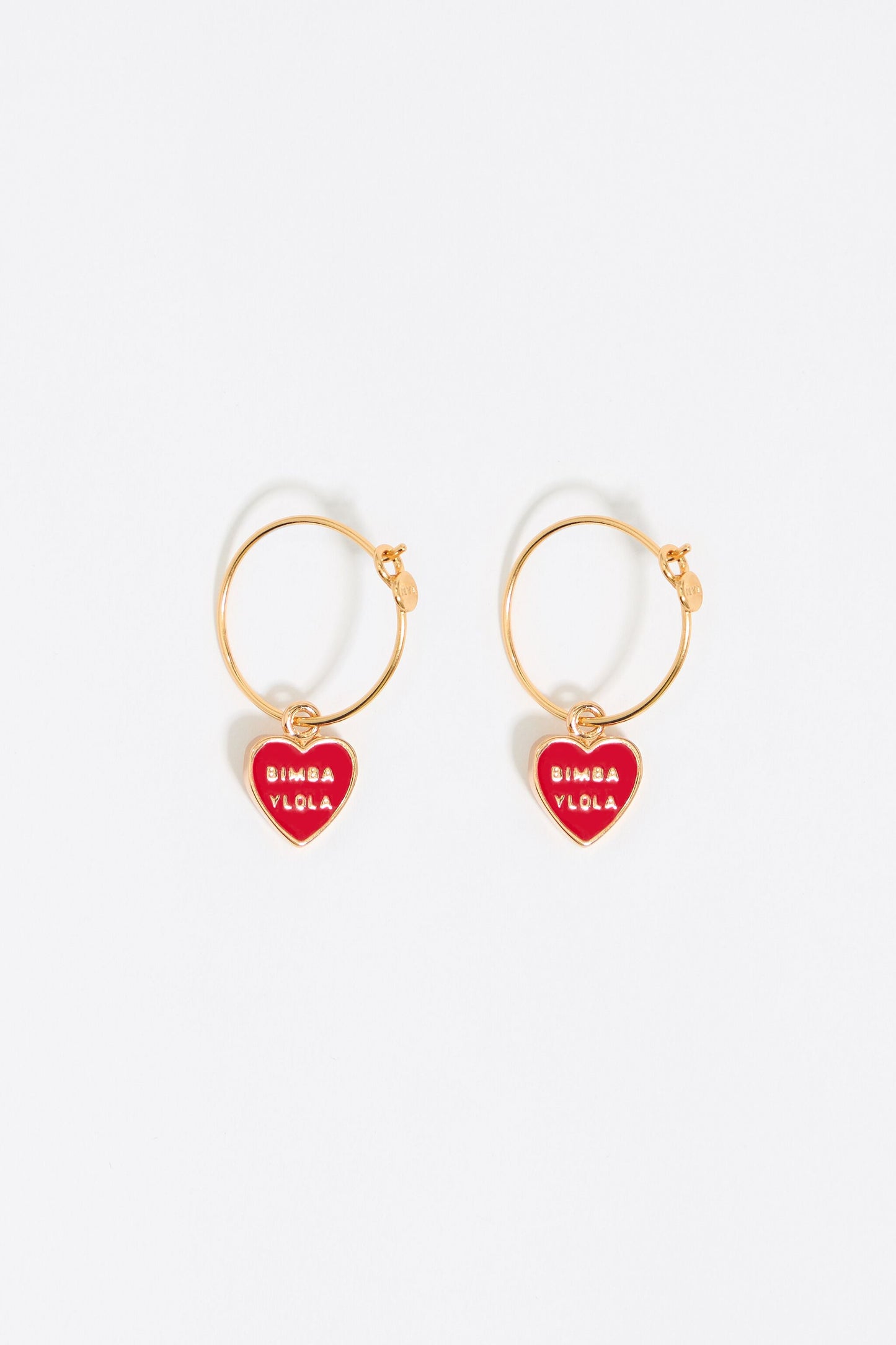 Red heart logo hoop earrings