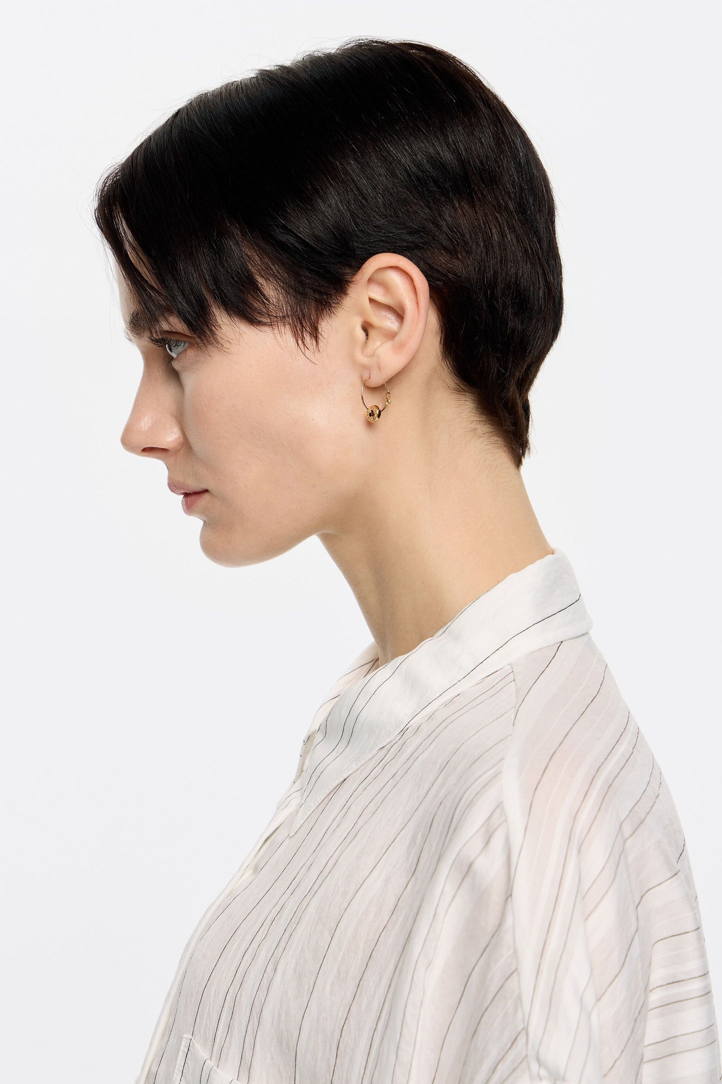 Gold heart logo hoop earrings