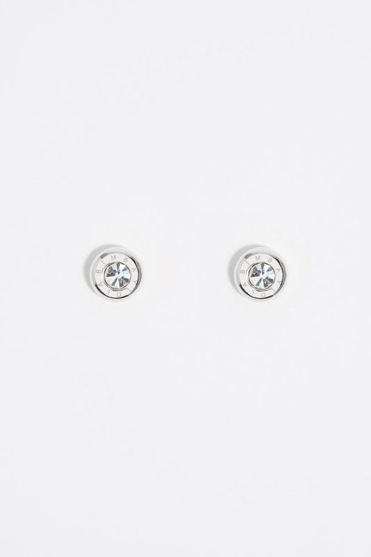 Silver logo and crystal earrings
