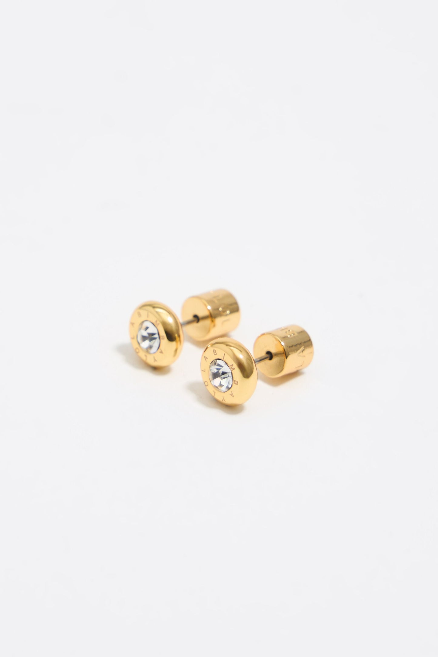 Gold logo and crystal earrings