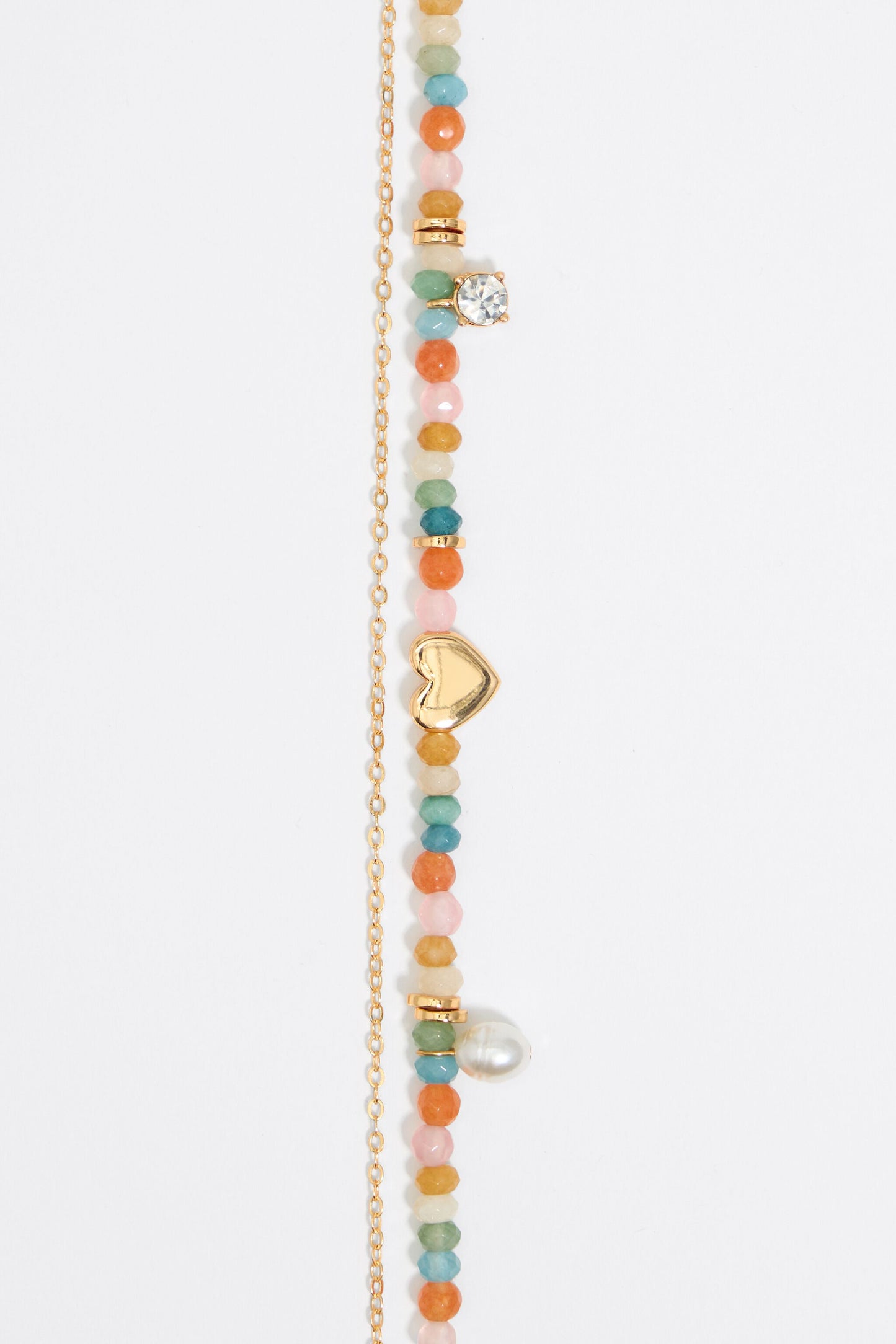 Multicolor stones and gold heart necklace