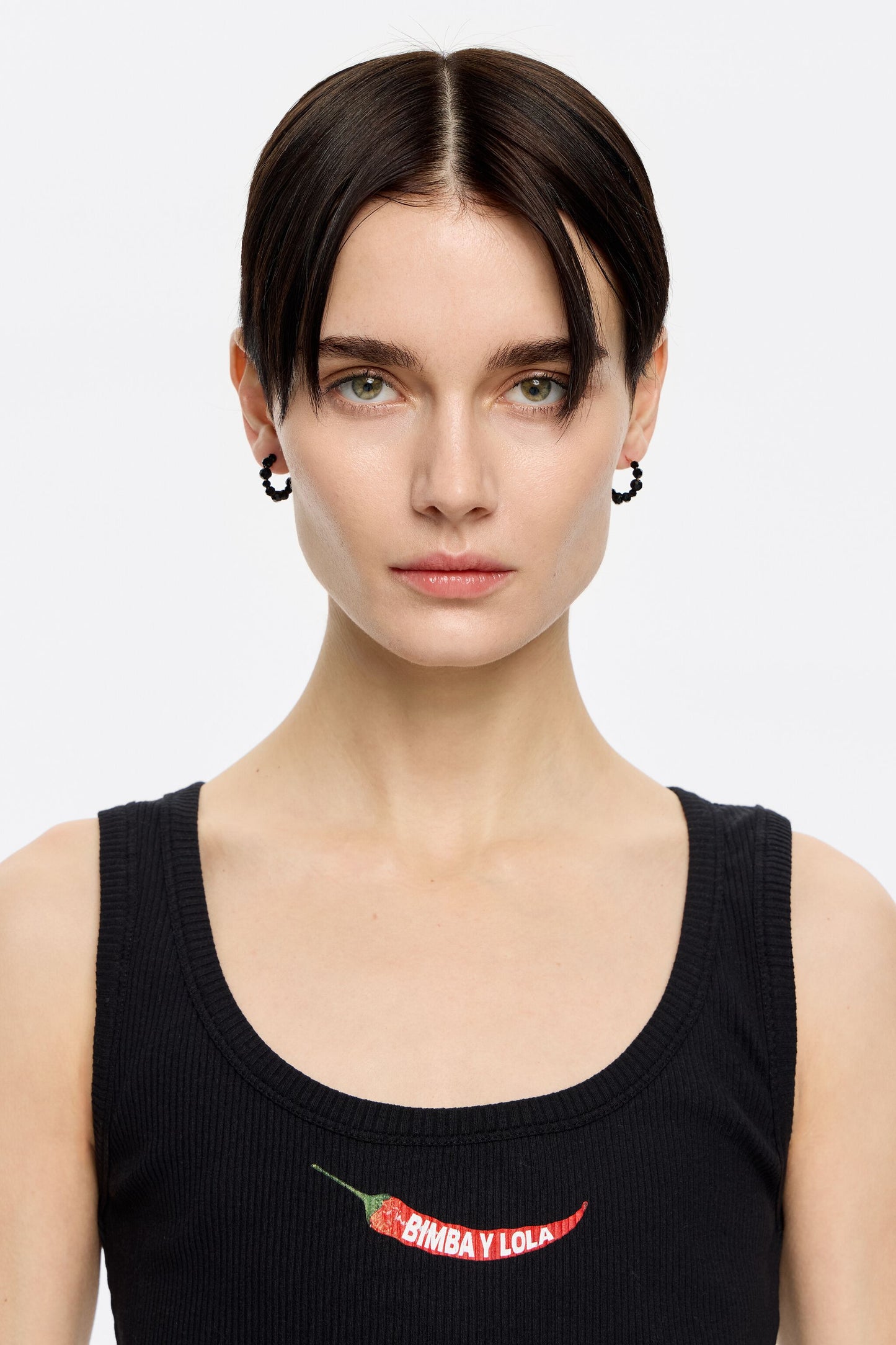Black crystal hoop earrings