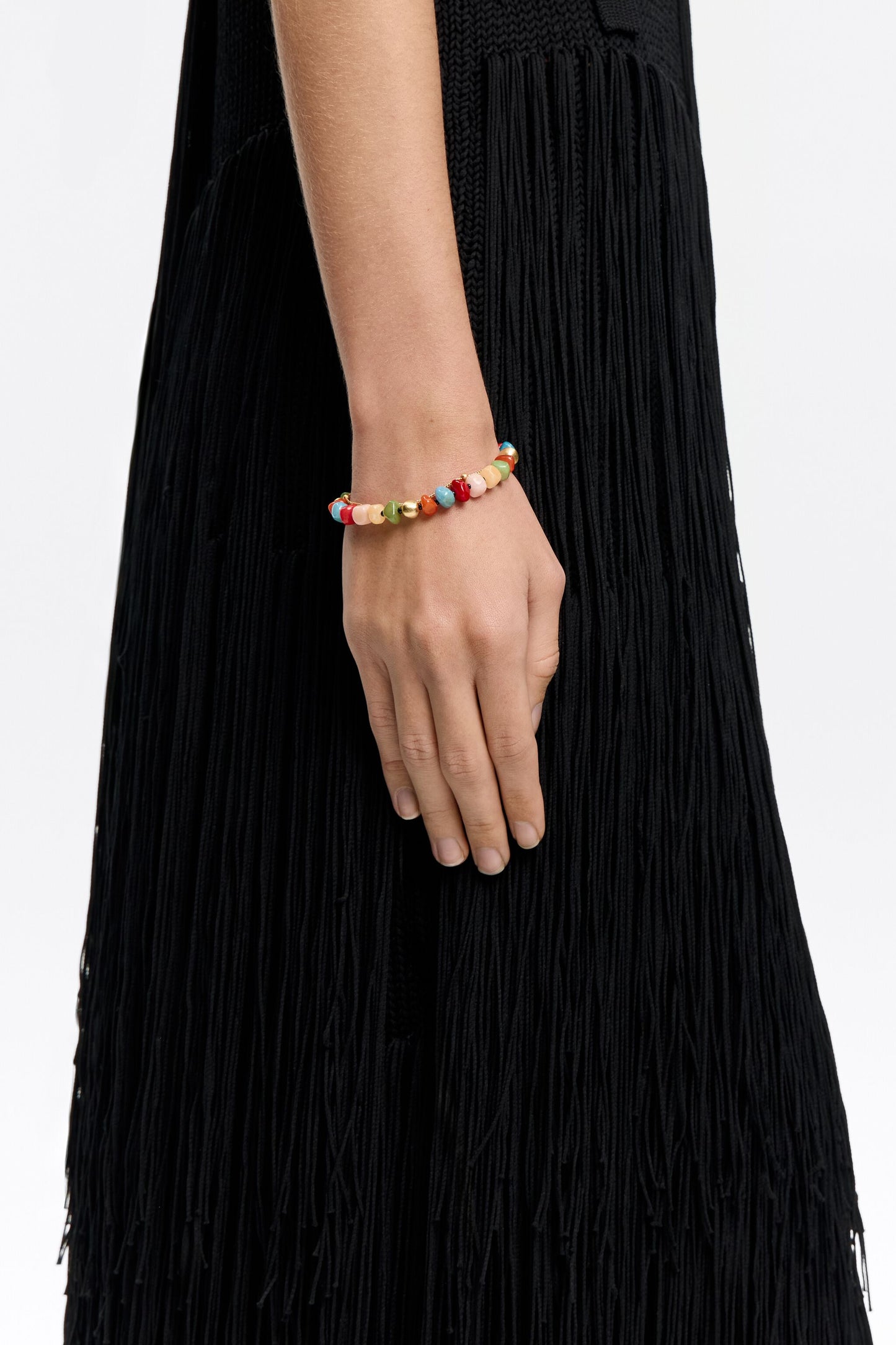 Multicolor stones and gold chain bracelet