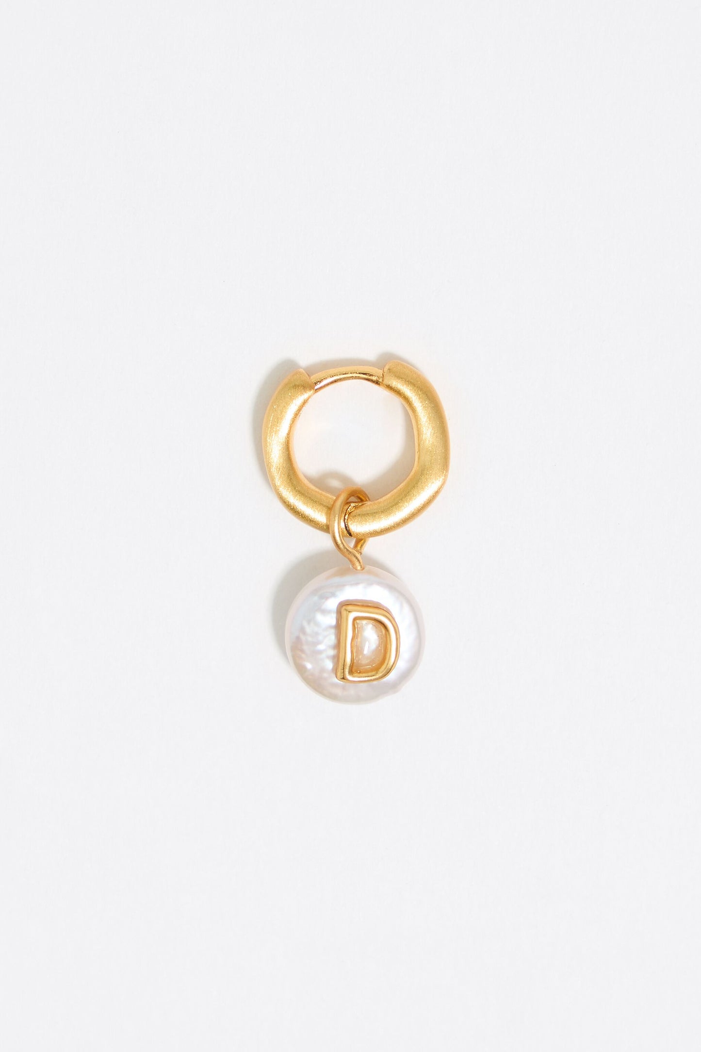 Letter D pearl and heart hoop earrings