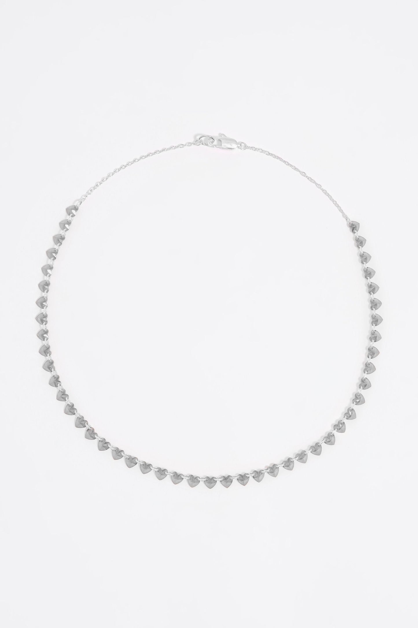 Silver hearts and crystals necklace