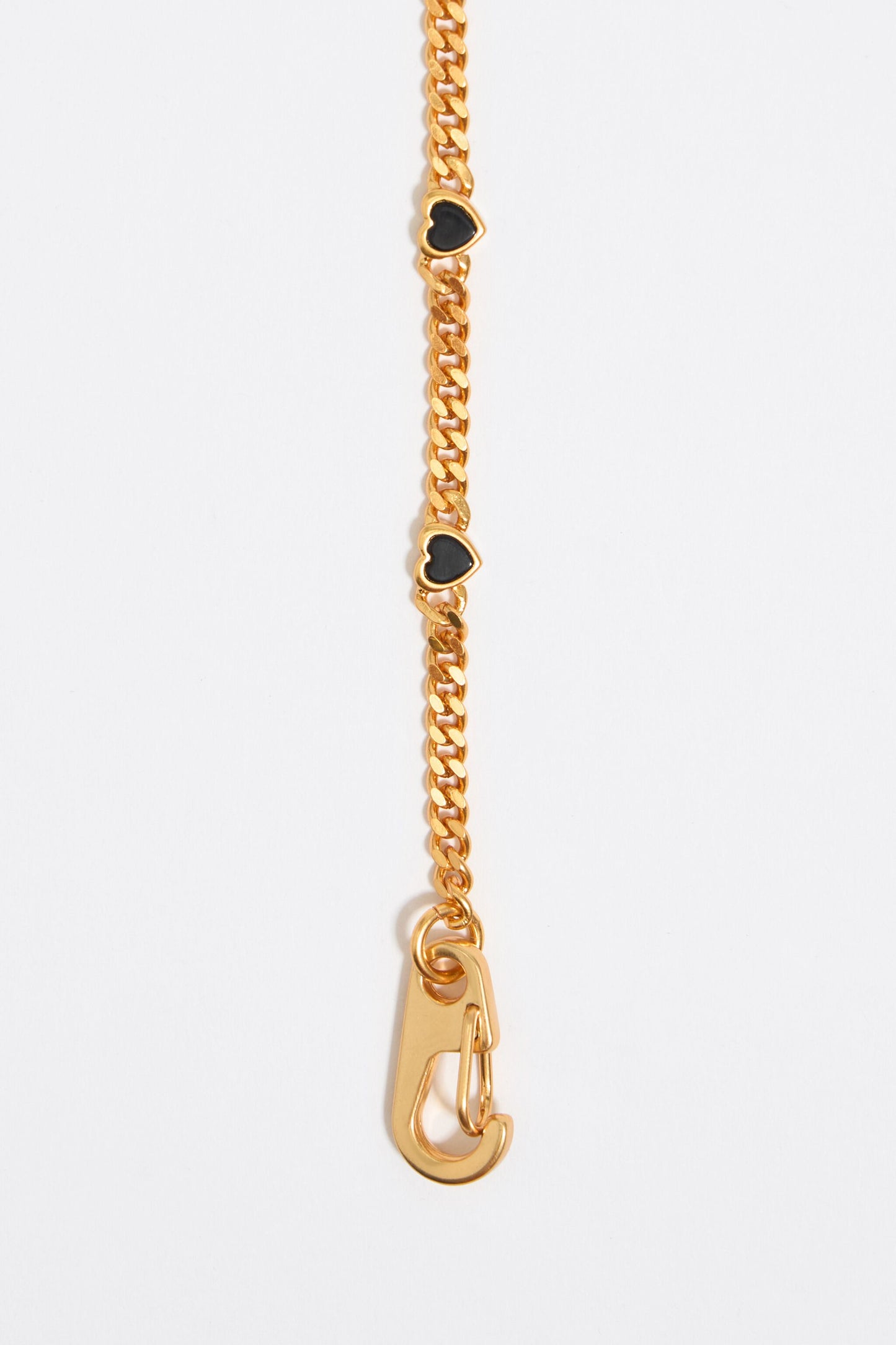 Black stone heart chain necklace