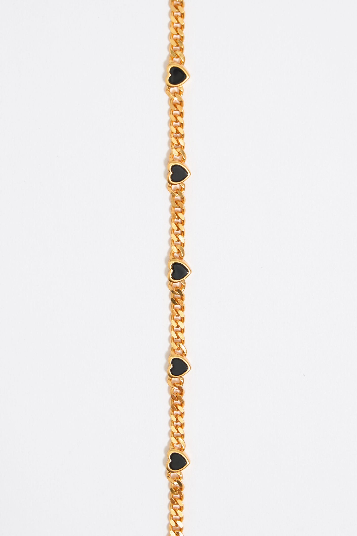 Black stone heart chain bracelet