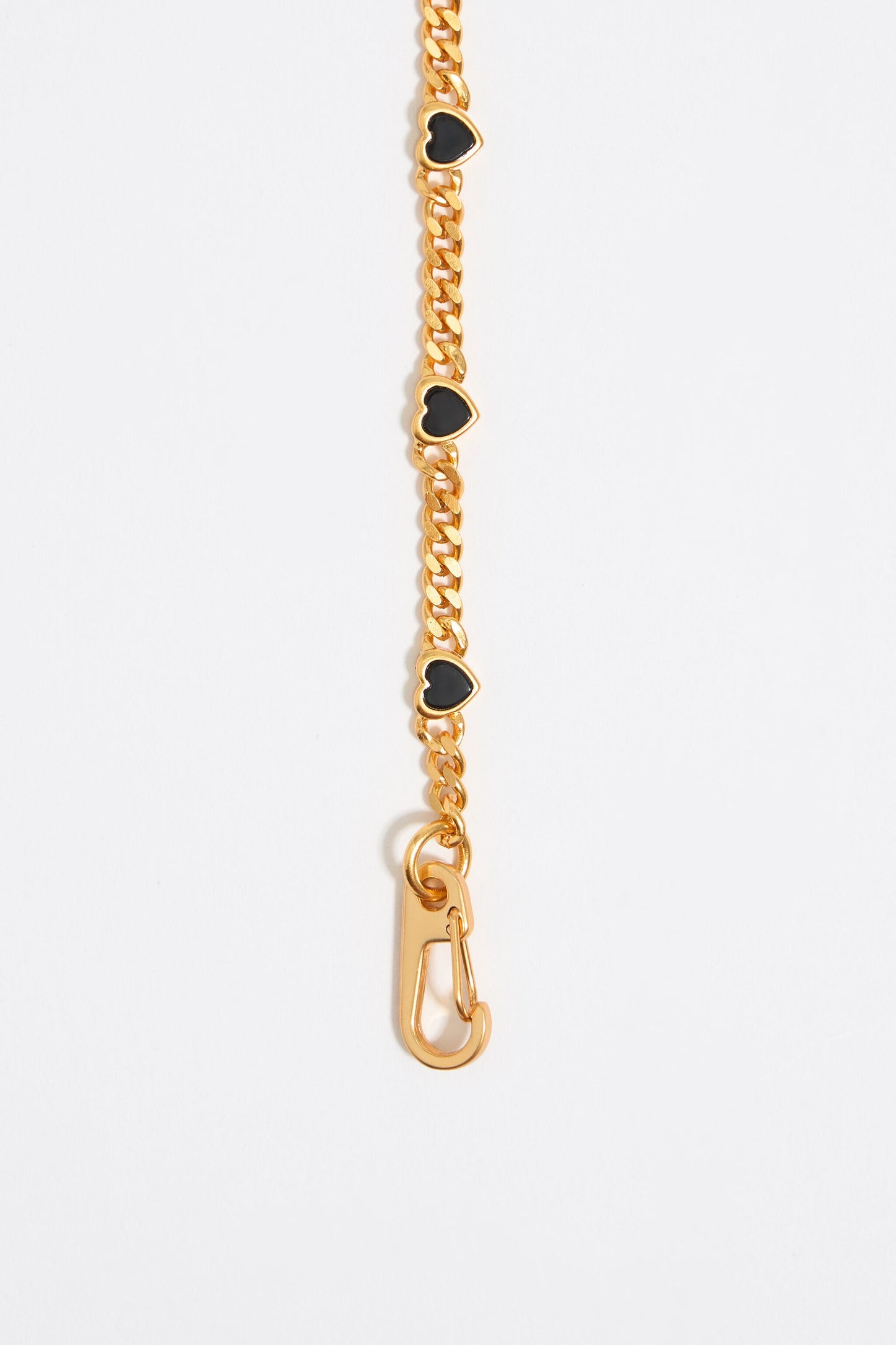 Black stone heart chain bracelet