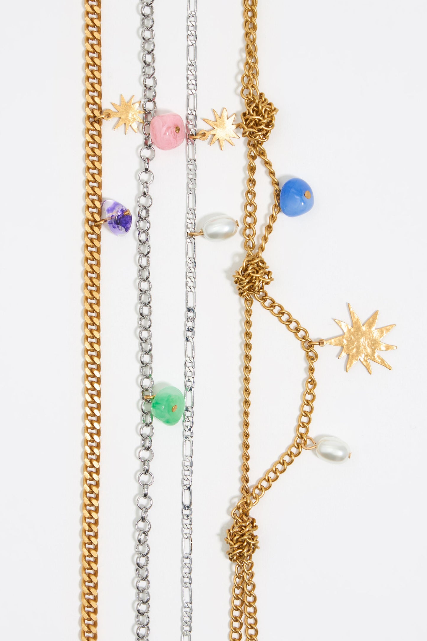 Gold layered chain sun necklace