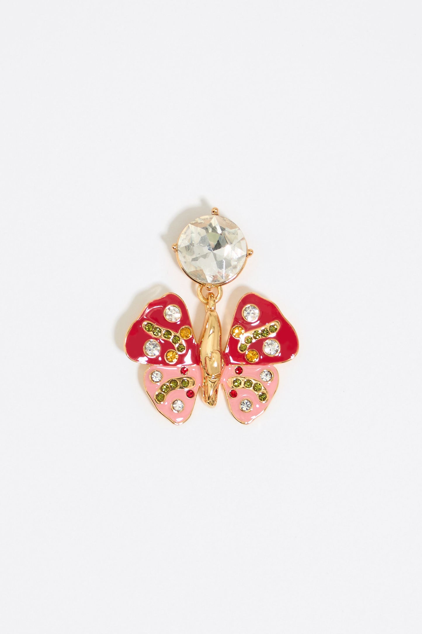 Red butterfly and crystals earrings