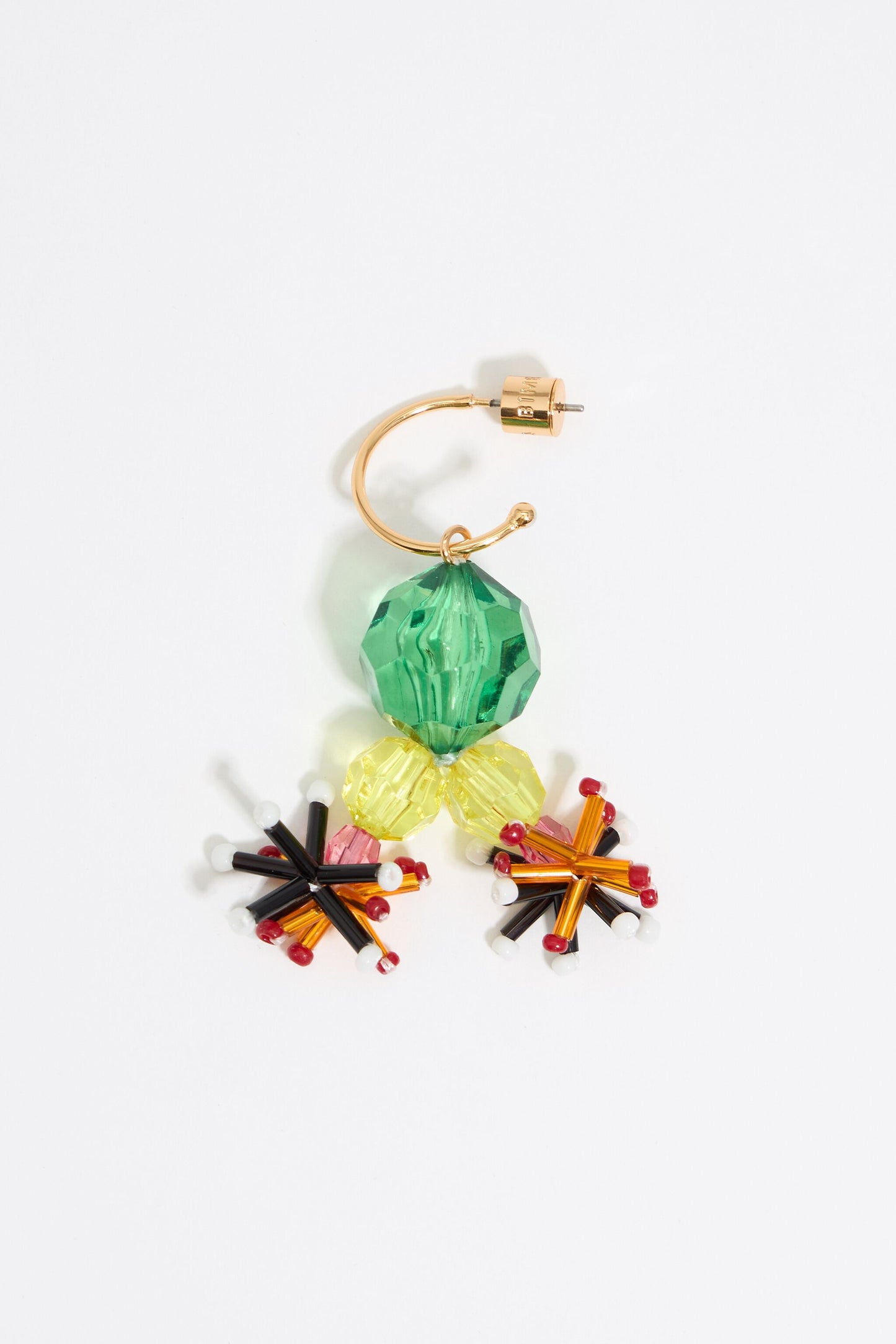 Multicolor beaded flower hoop earrings