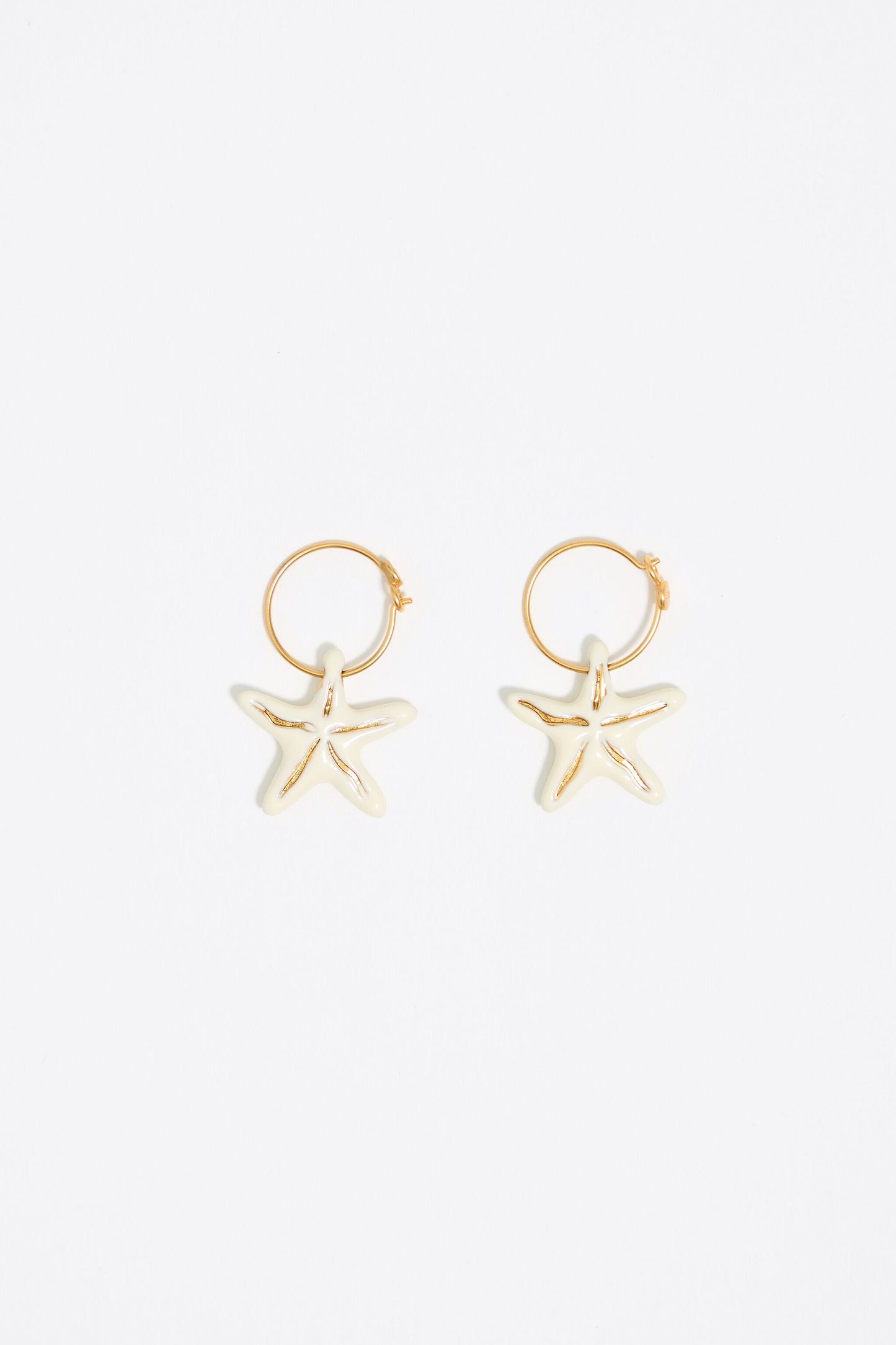 Ivory stars hoop earrings