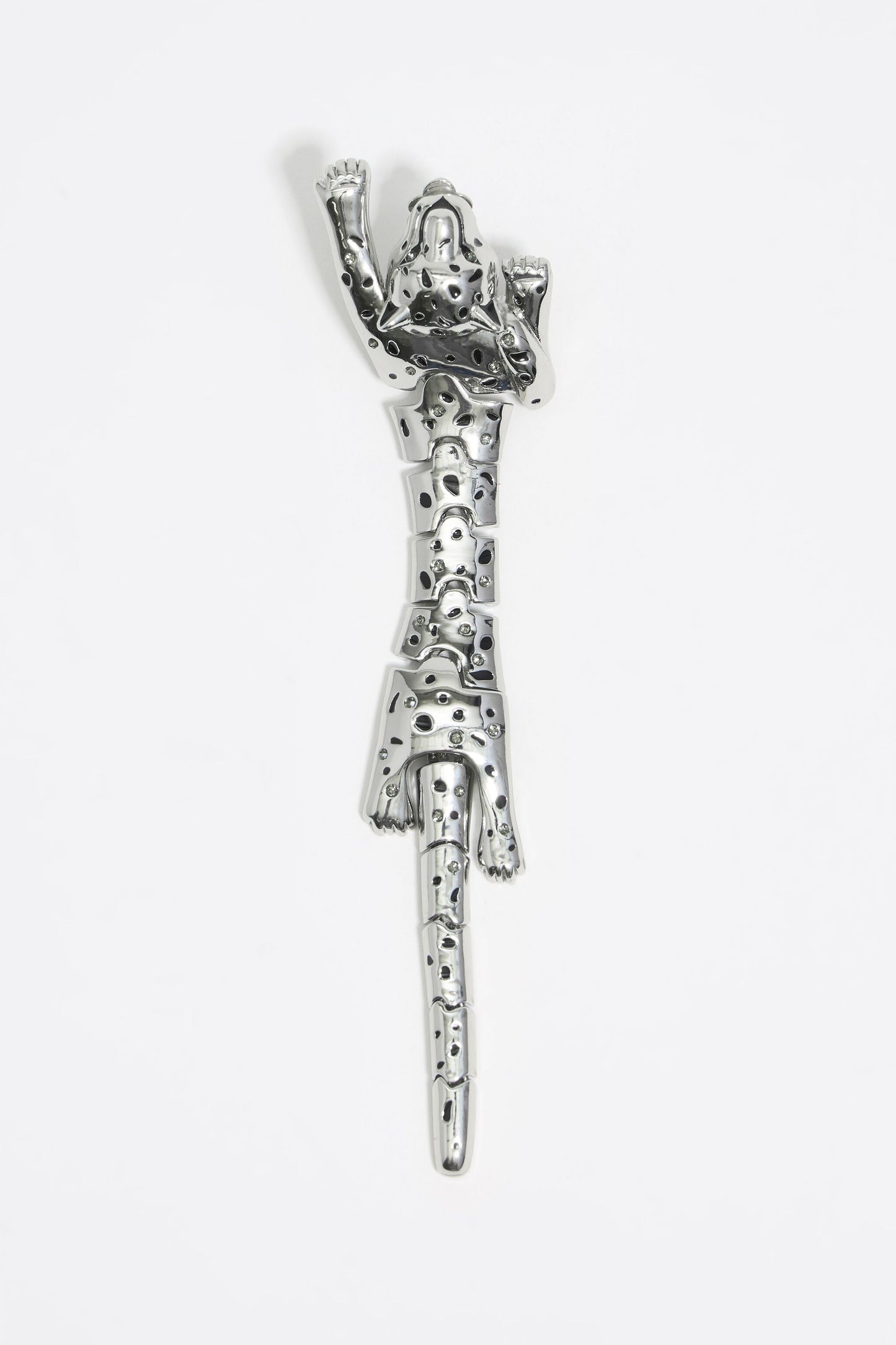 Silver and black panther earring