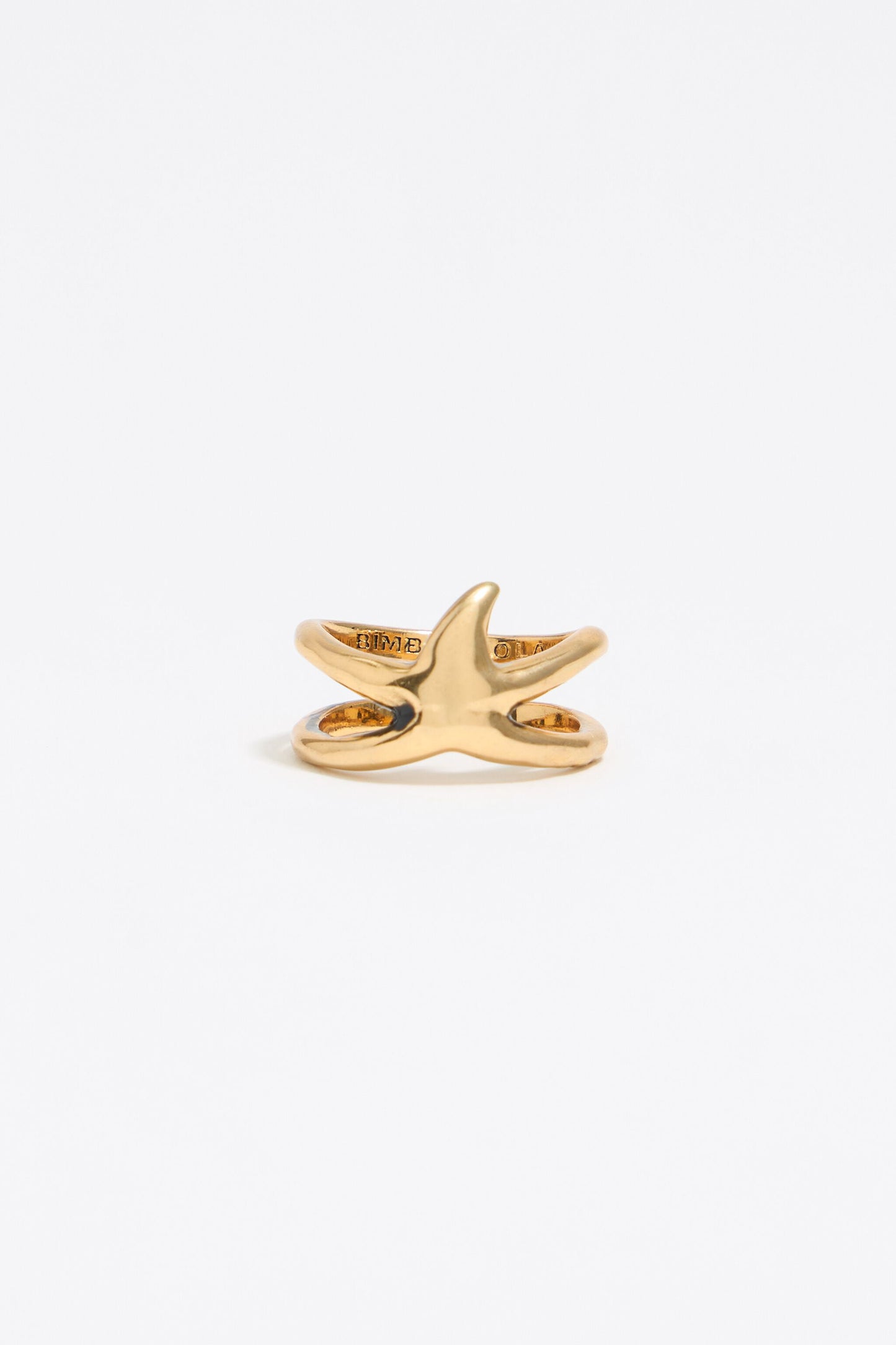 Textured gold star ring