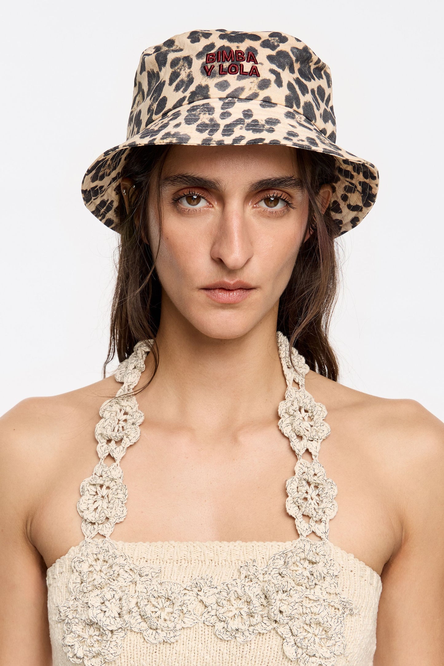 Ivory leopard trench bucket hat