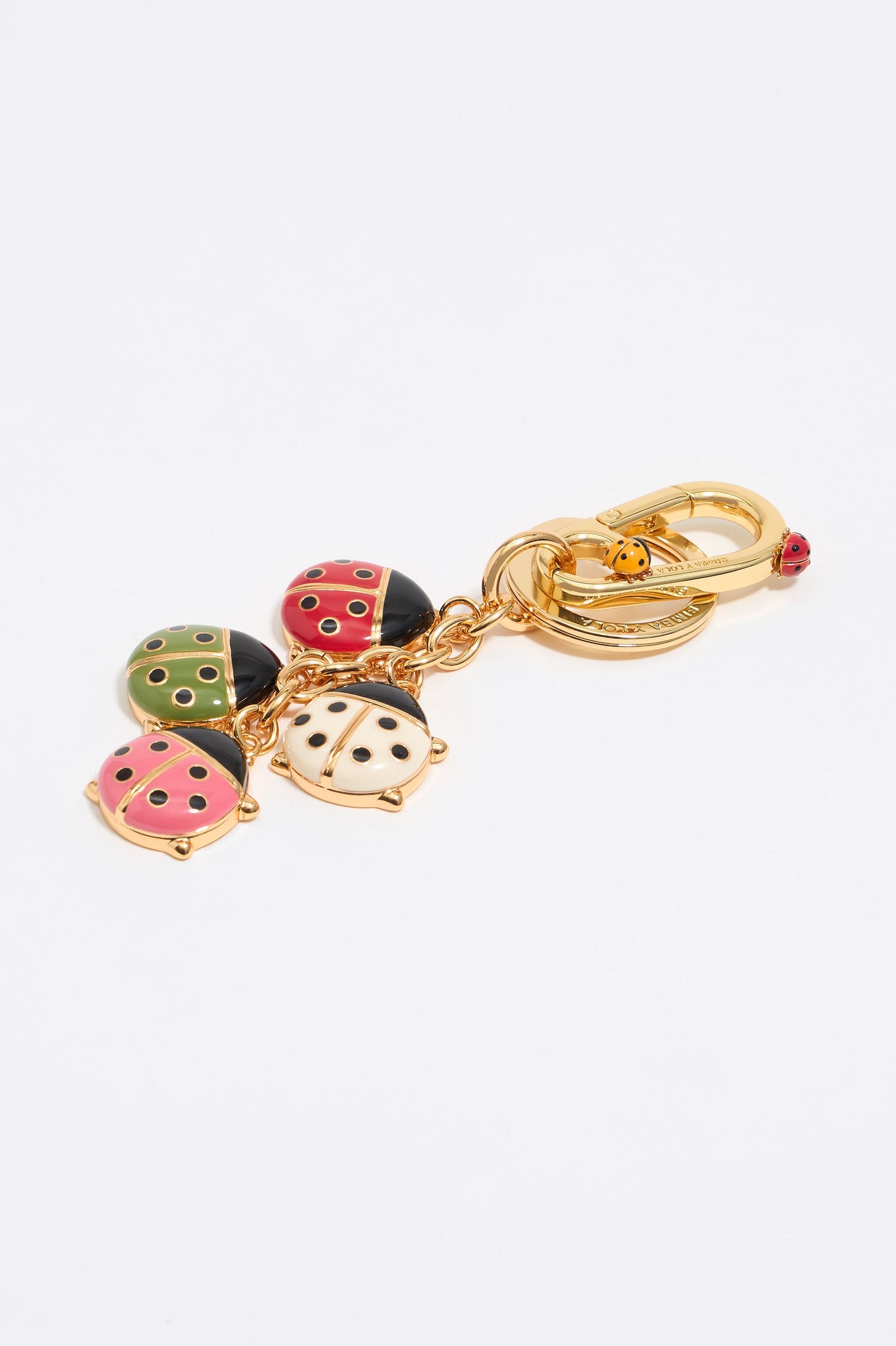 Gold ladybugs key ring