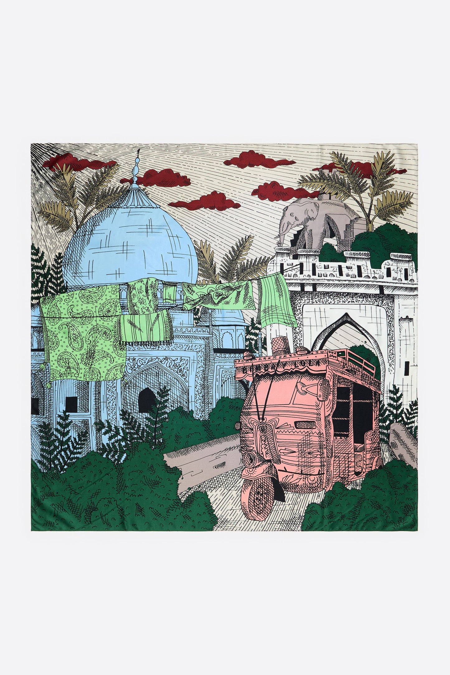 Coral Indian city scarf