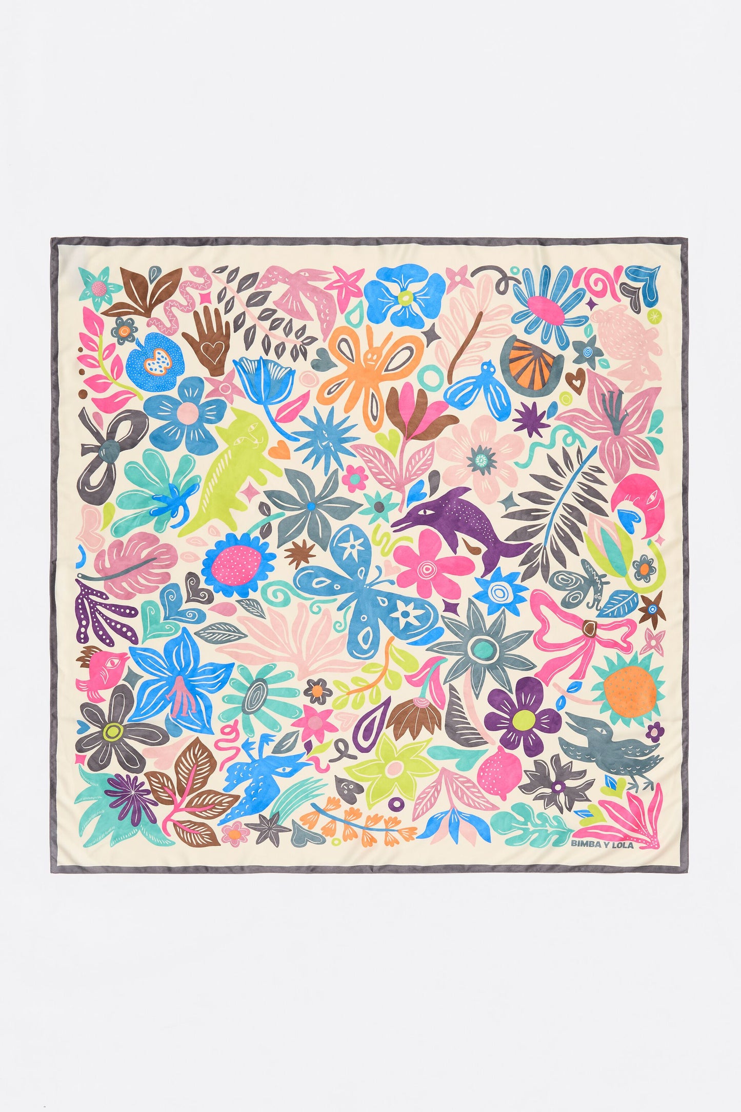 Ivory vegetation and animals scarf