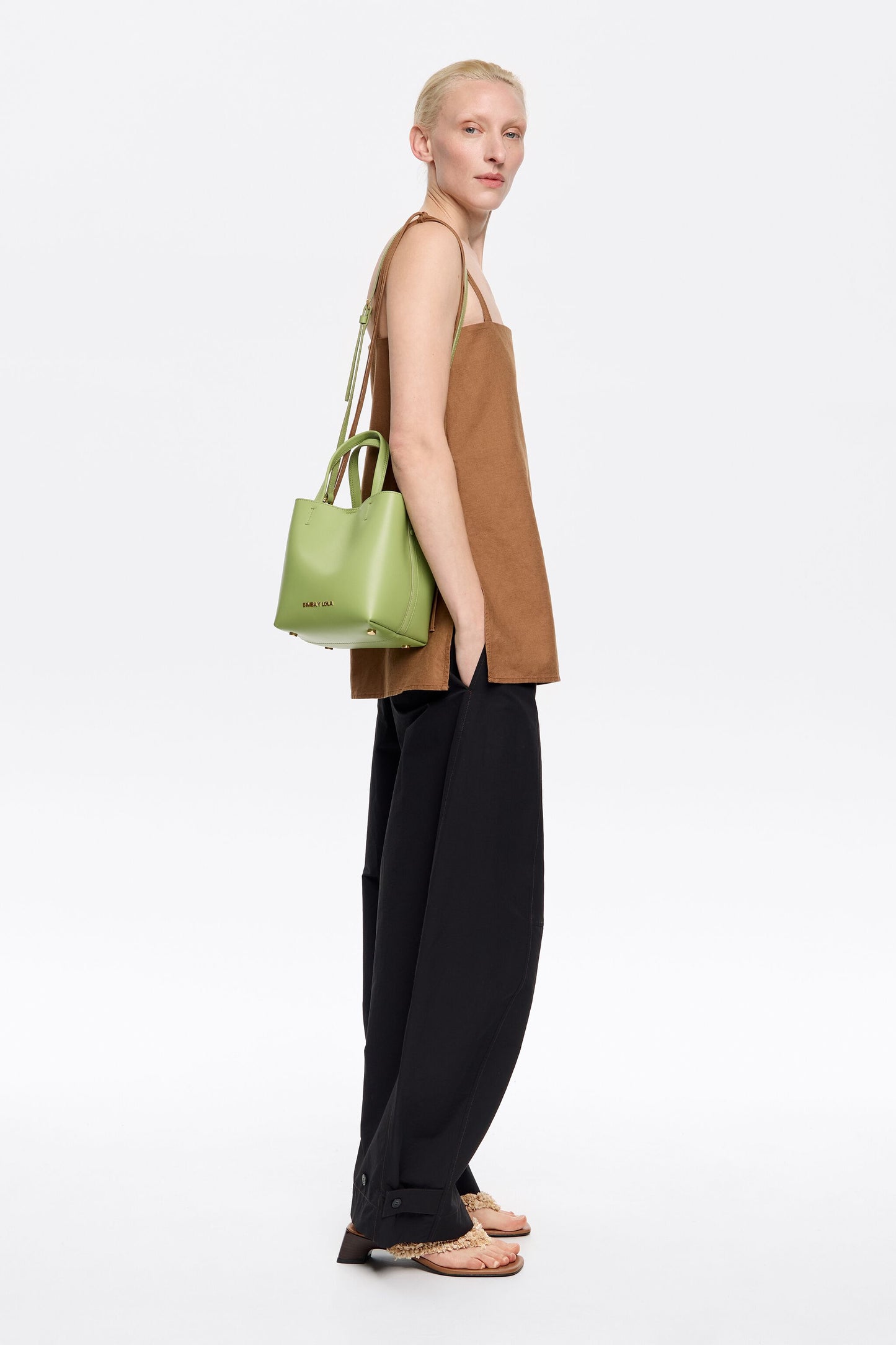 Small apple green leather Chihuahua bag