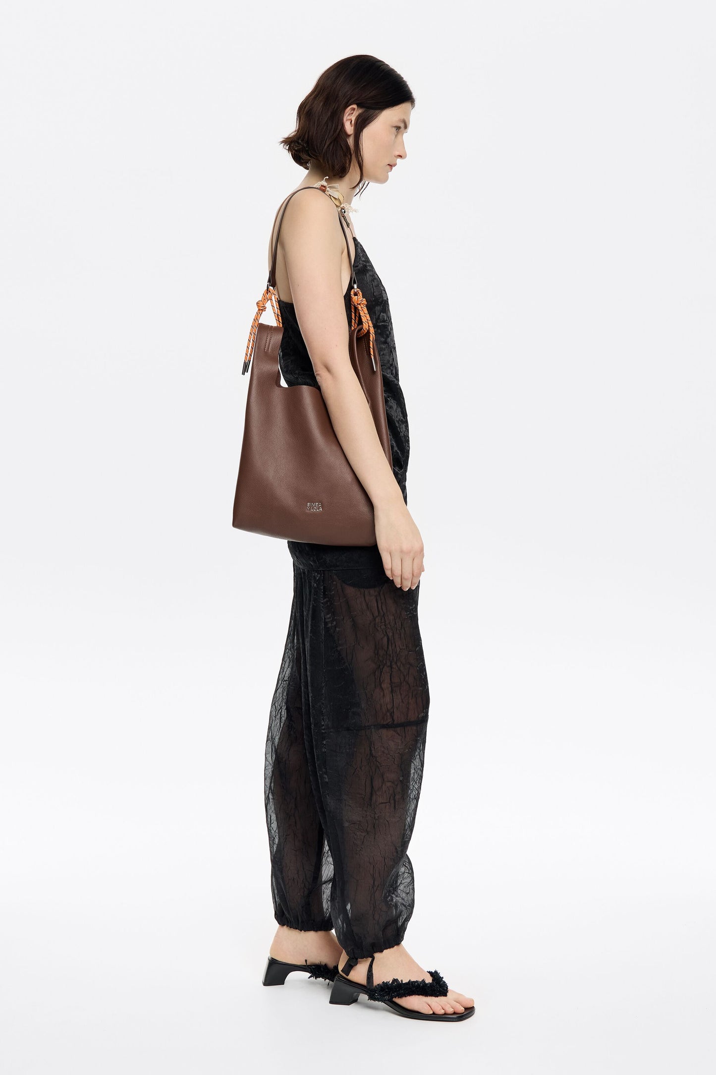 Medium brown leather Paper bag