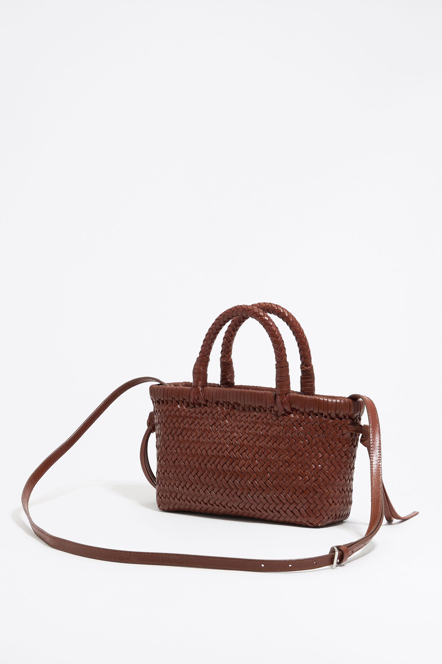 Mini walnut leather shopper bag
