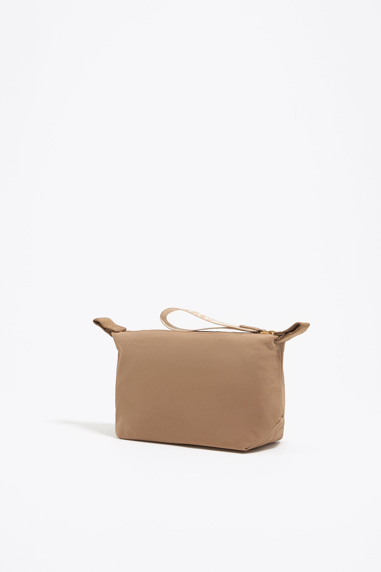 Small bark brown nylon trapezium make-up case