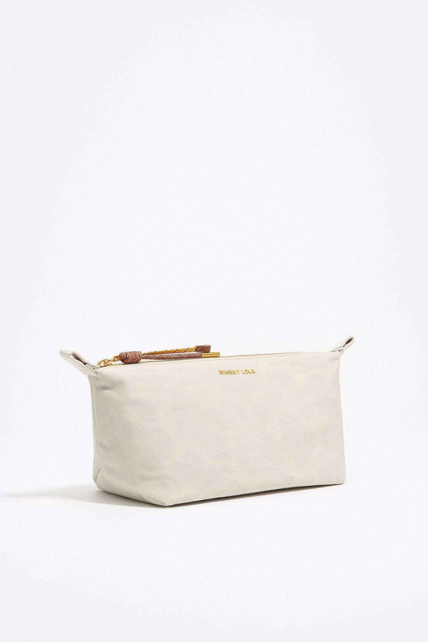 Medium stone white nylon trapezium make-up case