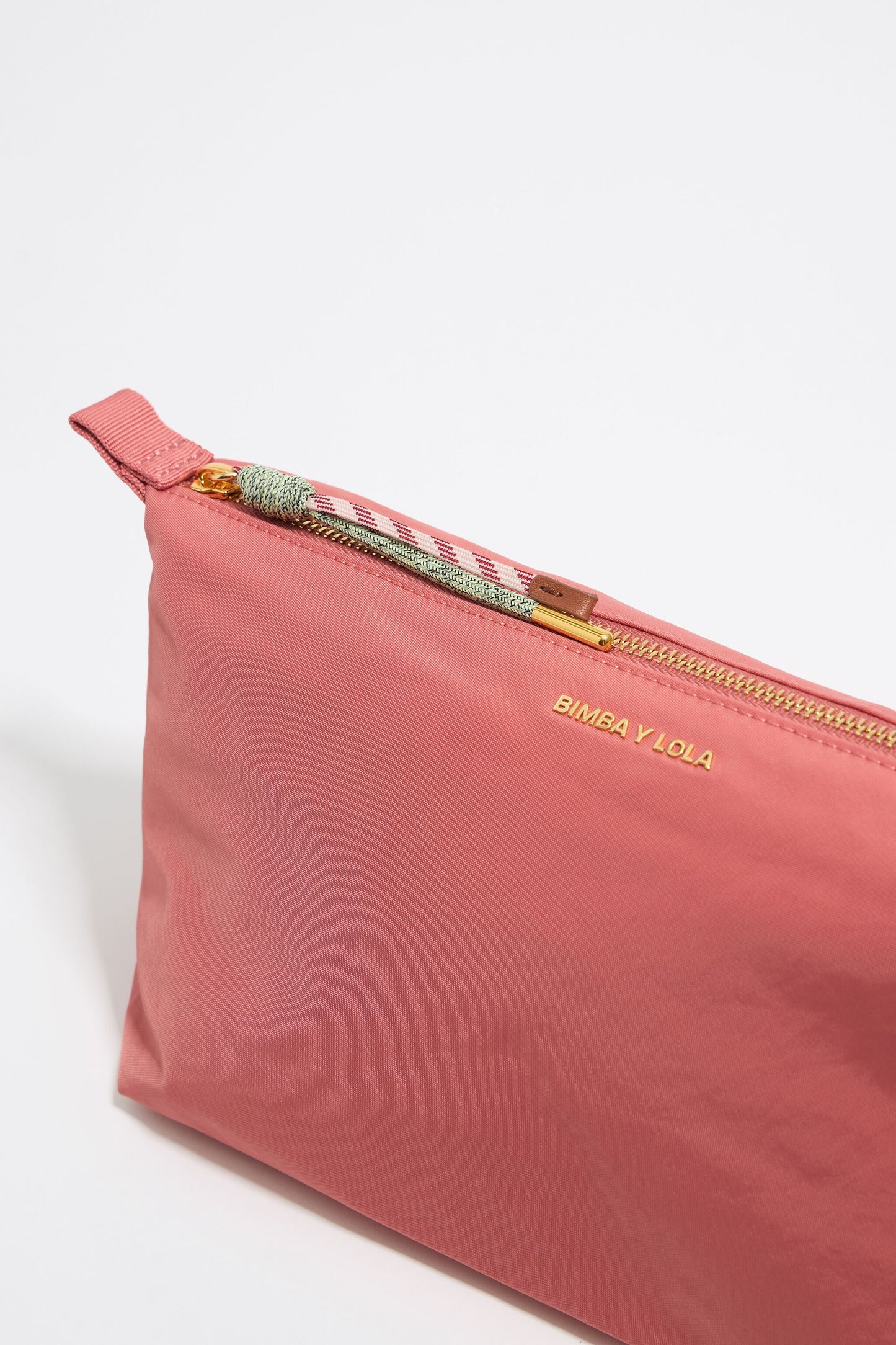 Large pink nylon trapezium make-up case