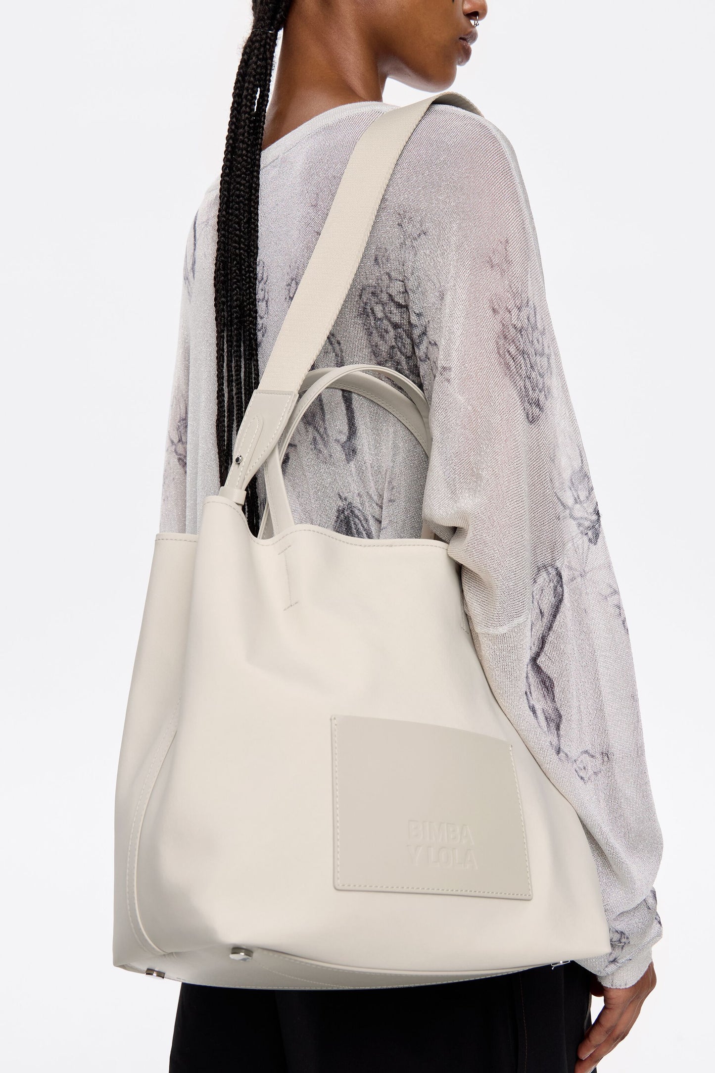 Large stone white nylon Chihuahua shopper bag