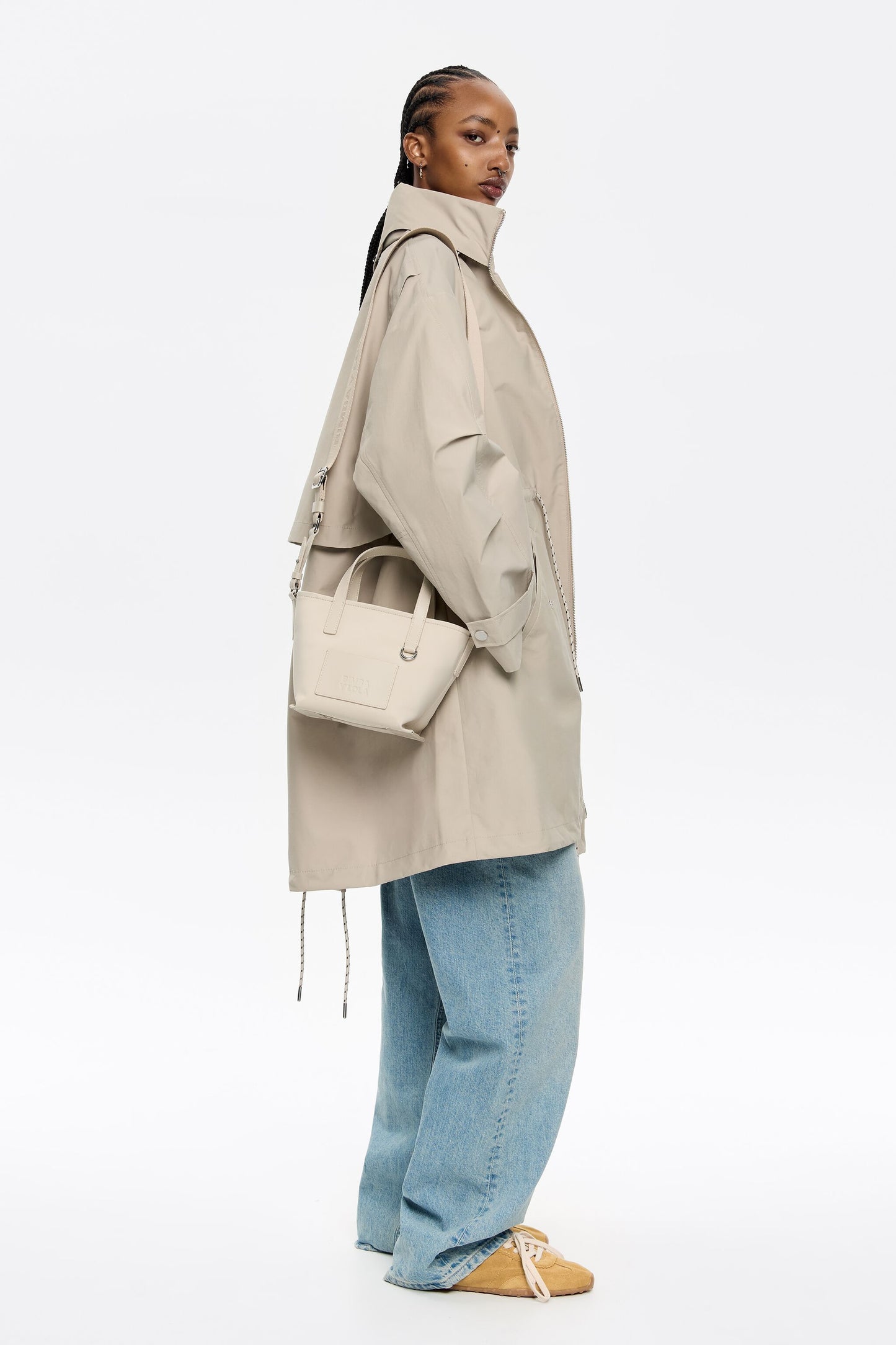 Mini stone white shopper bag