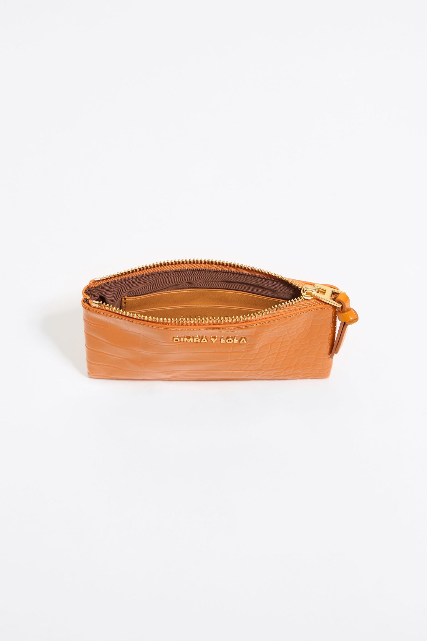 Tangerine mock croc coin purse