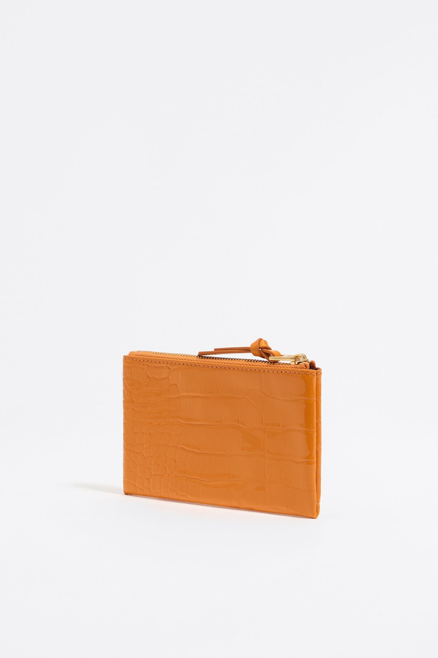 Tangerine mock croc coin purse