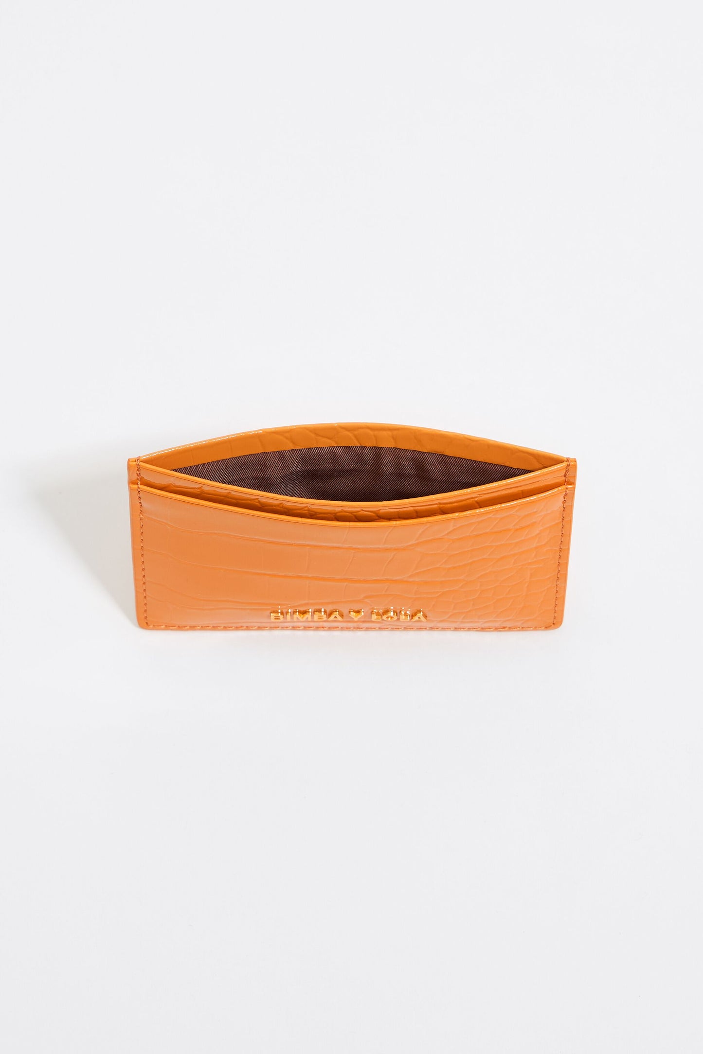 Tangerine mock croc card holder