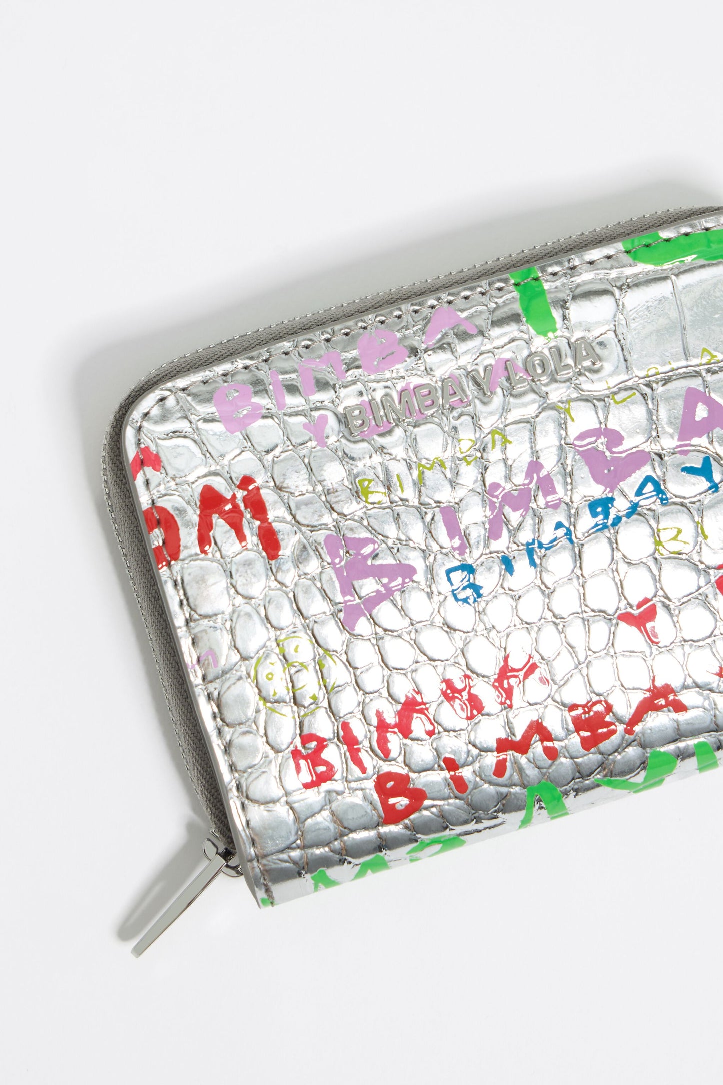 Silver mock croc BIMBAYLOLA.COM card holder