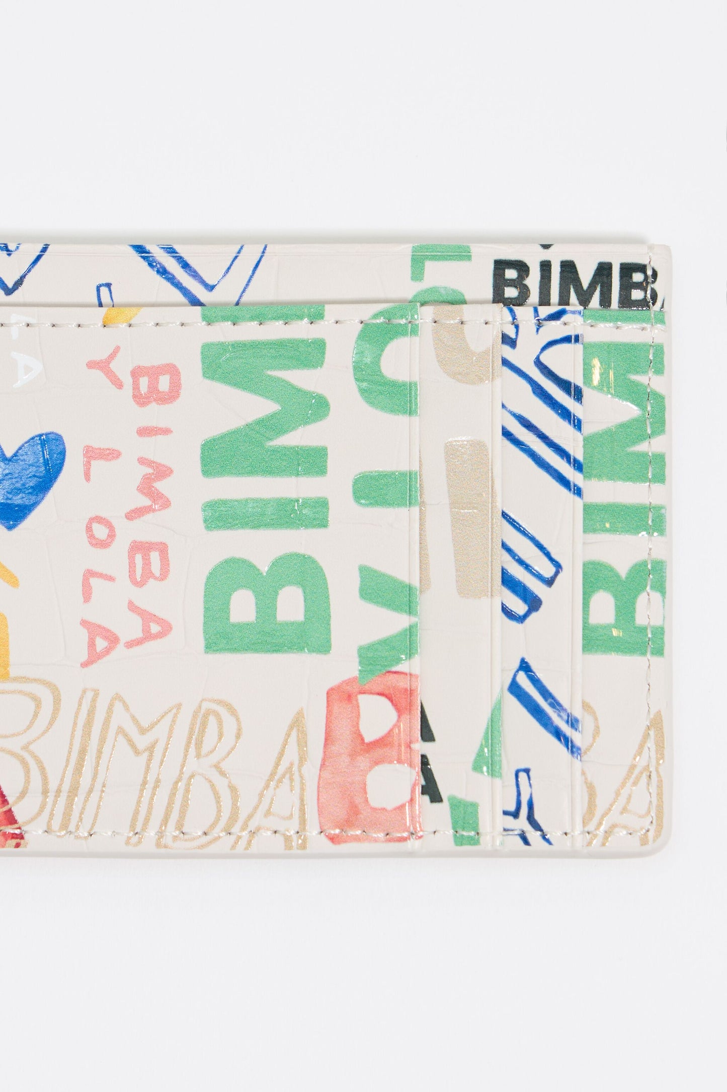 Ivory mock croc BIMBA logos card holder
