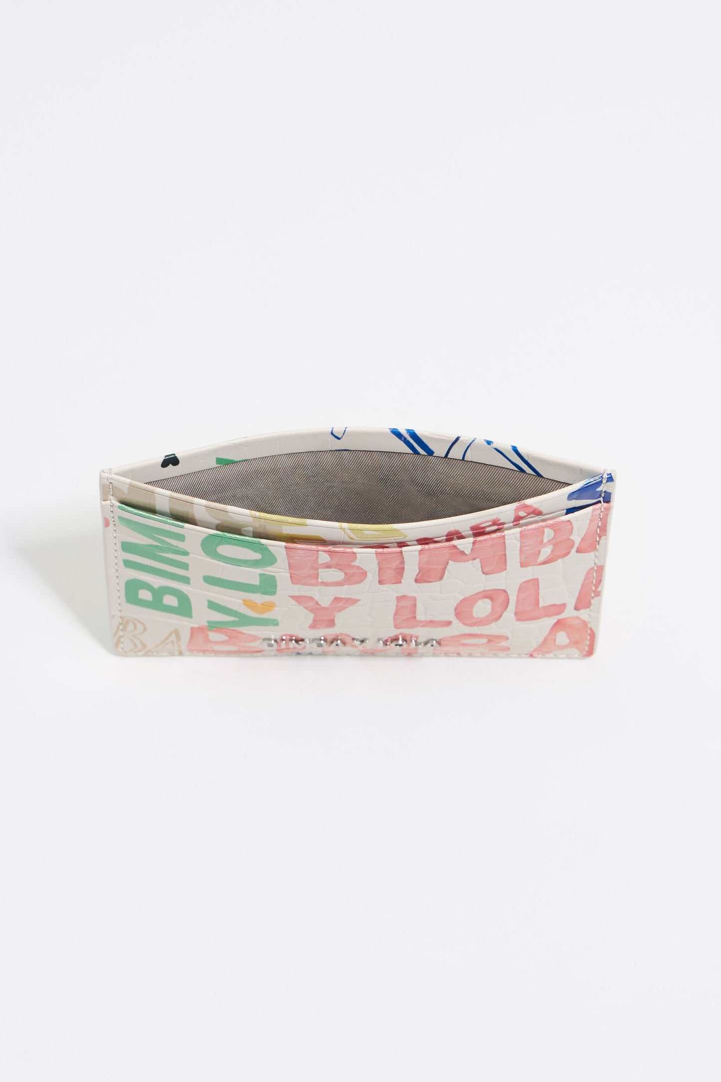 Ivory mock croc BIMBA logos card holder