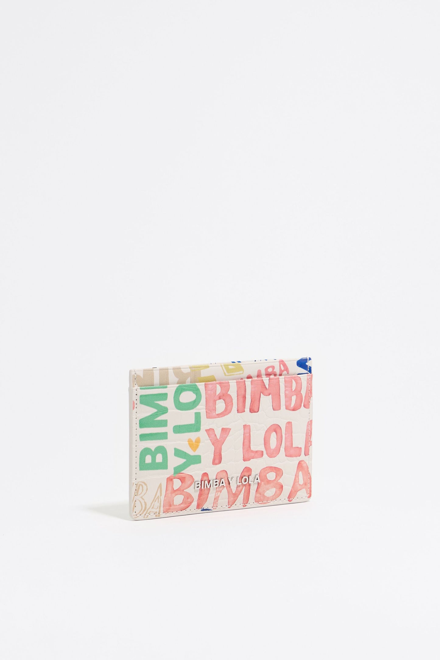 Ivory mock croc BIMBA logos card holder