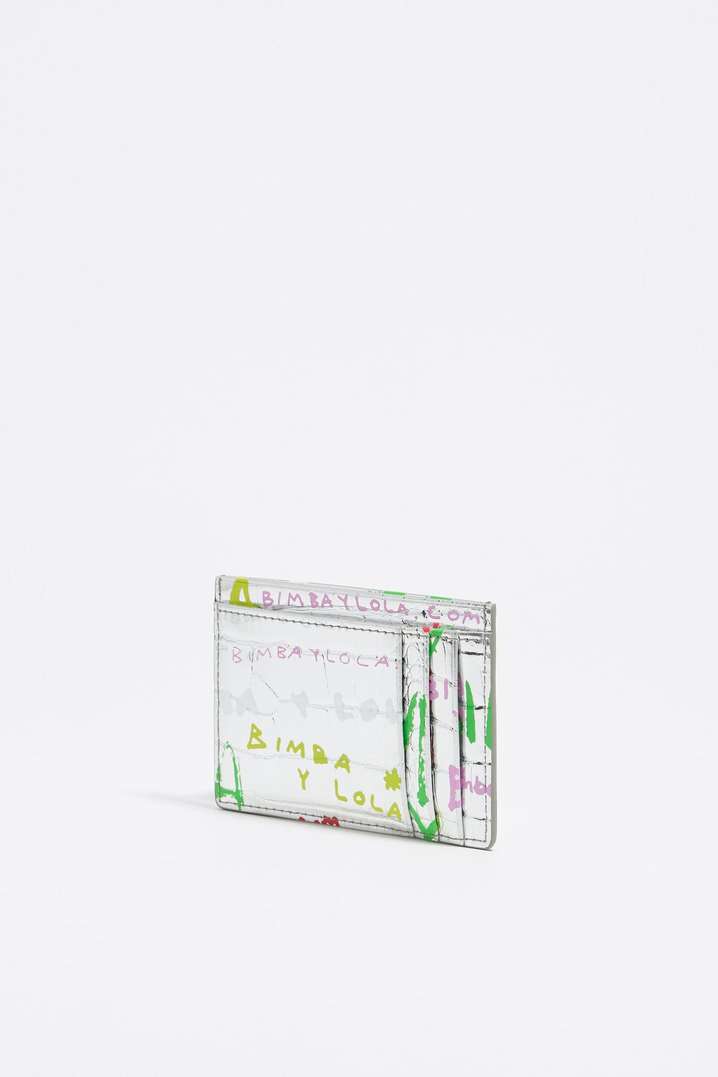 Silver mock croc BIMBAYLOLA.COM card holder