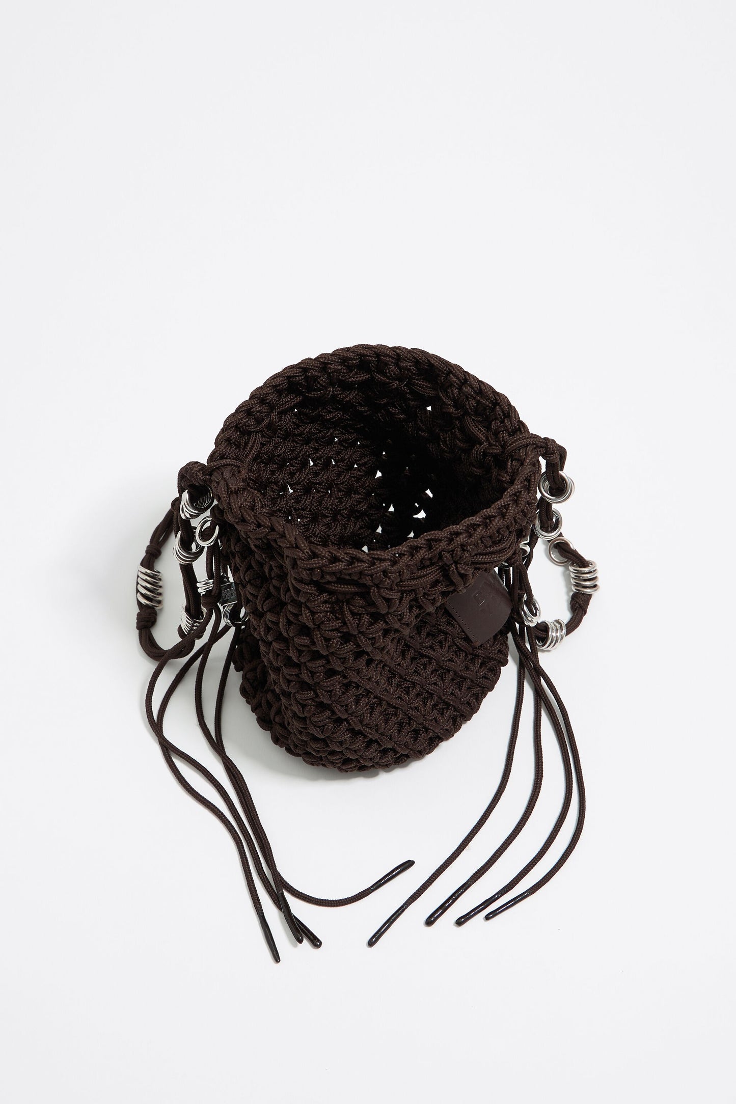 Brown plaited shoulder bag